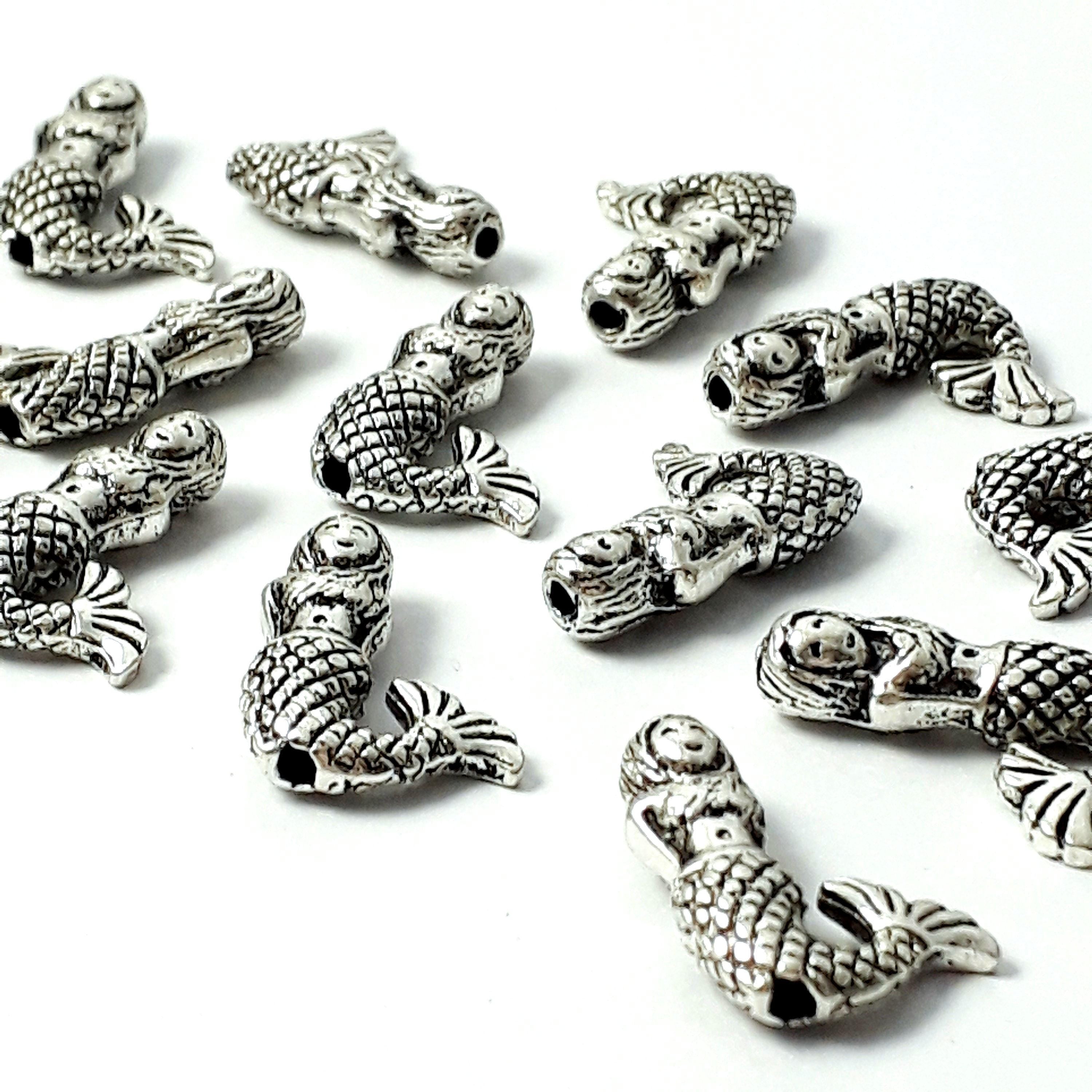 6pcs Mermaid Antique Silver 17x13mm - 6pcs