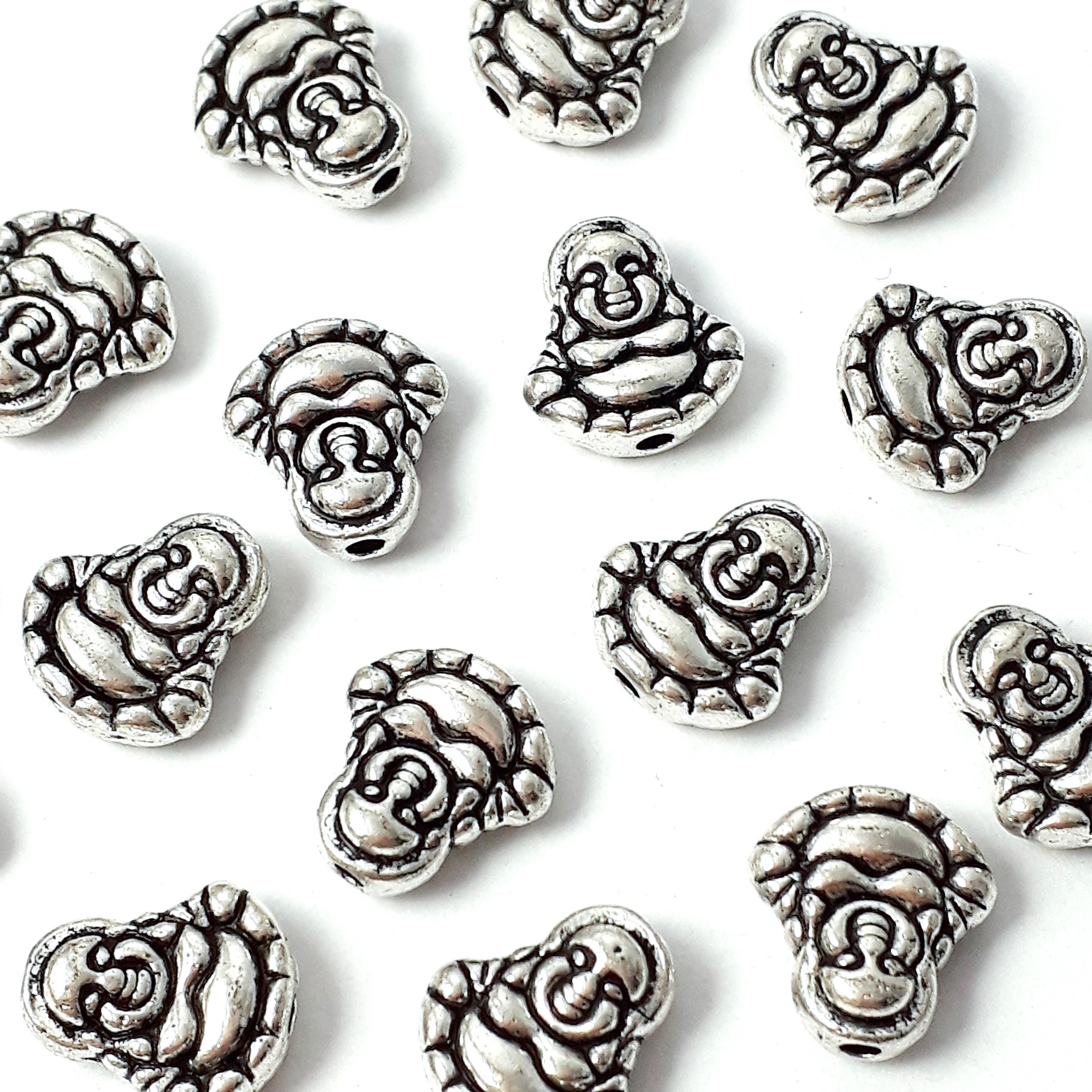 Maitreya Buddha Antique Silver 11x10mm - 10pcs