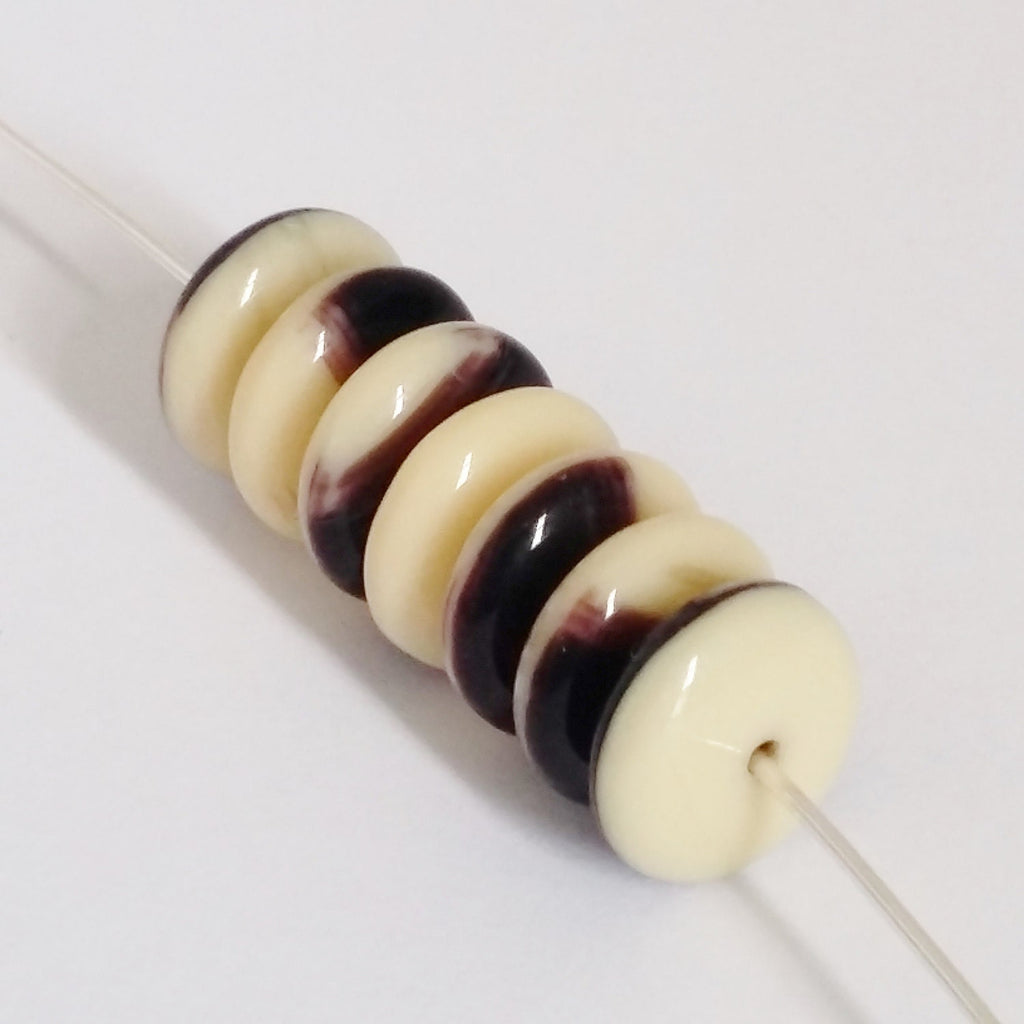 Brown, Black & Beige Pressed Czech Glass Disc 9mm - 20pcs