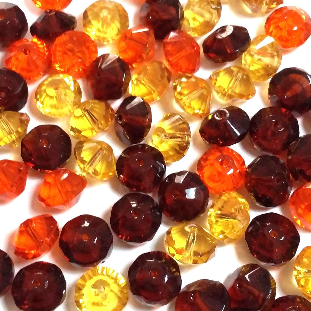 Orange Czech Glass Faceted Bicone 7x11mm - 6pcs