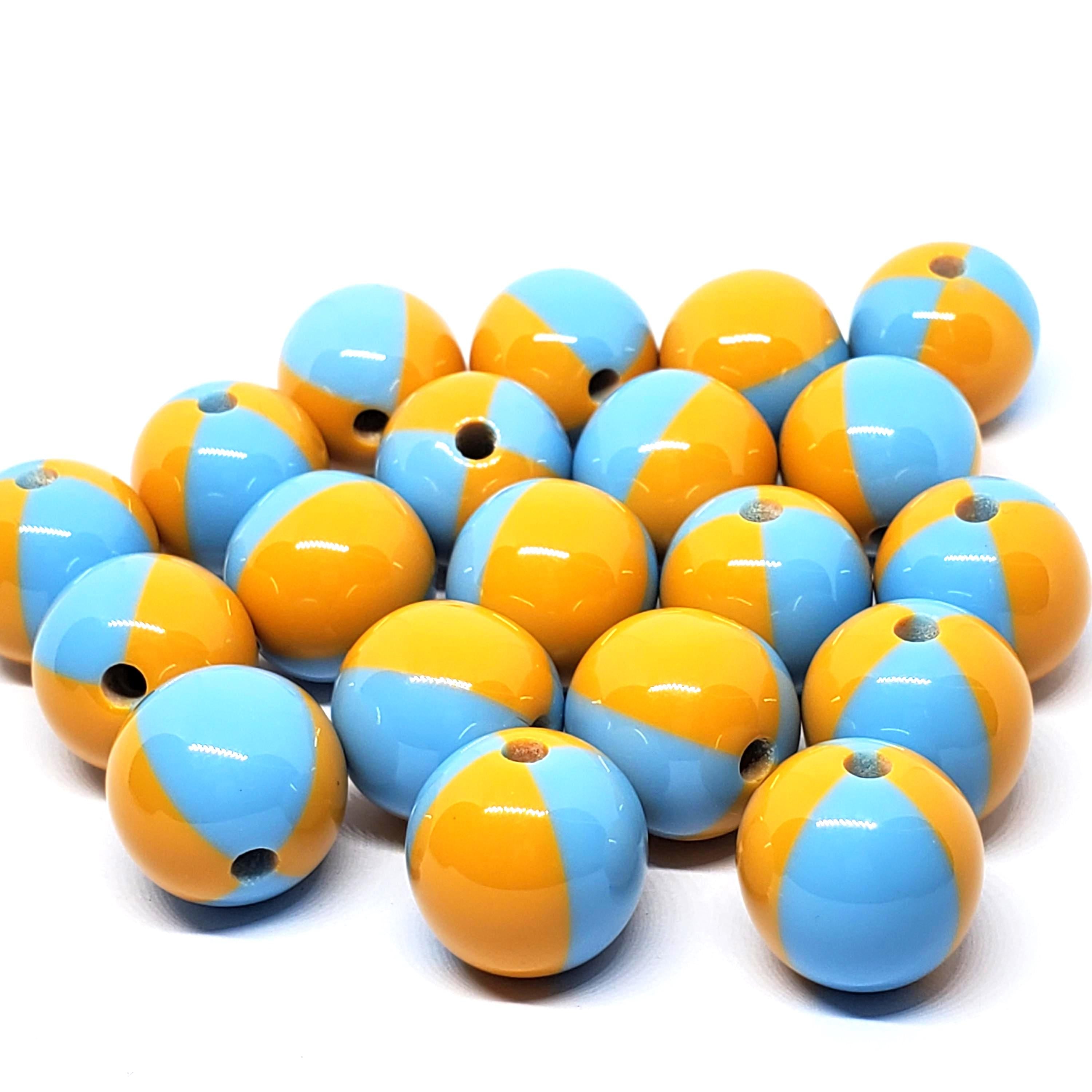 Orange & Light Blue Striped Resin Round 17mm - 10pcs