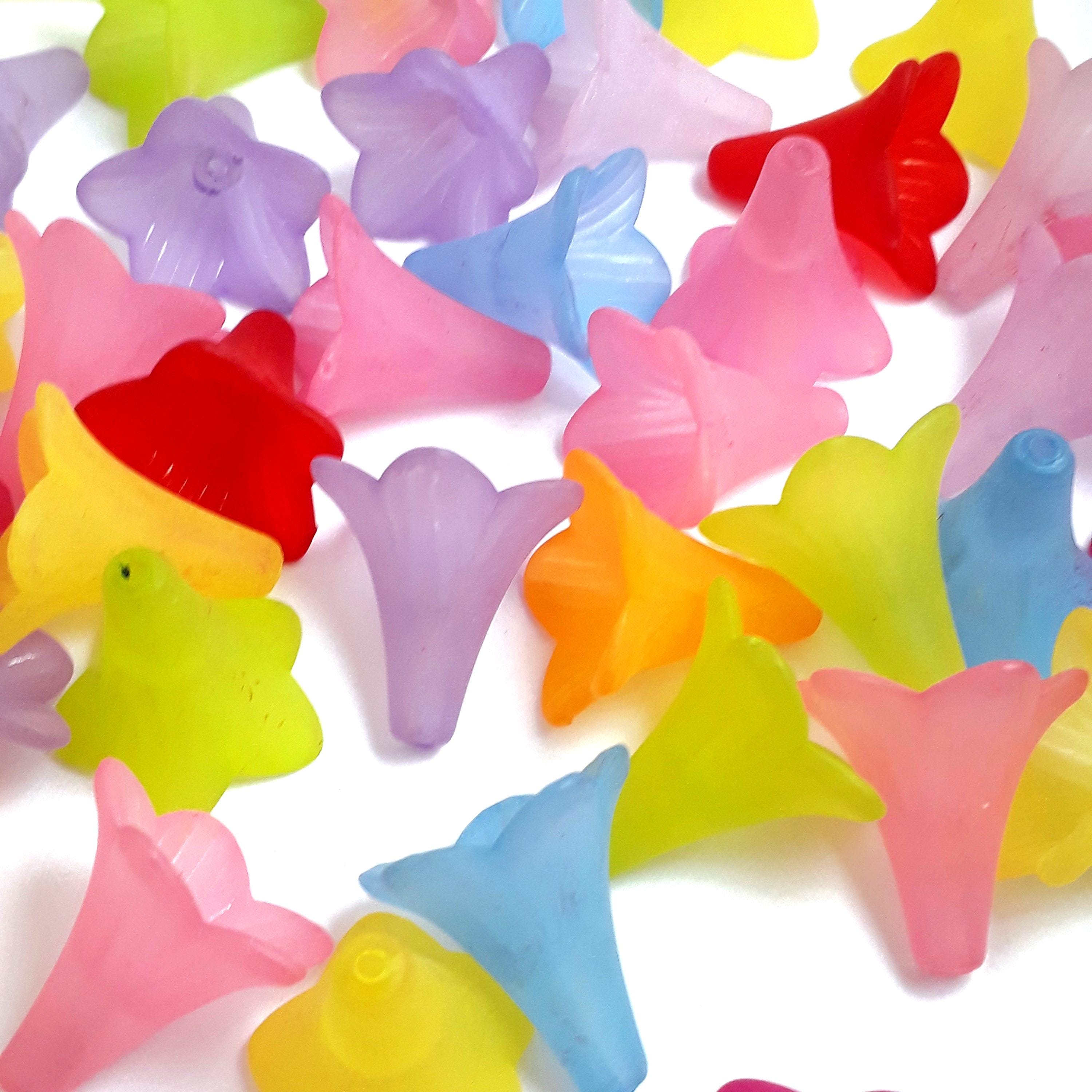 Frosted Acrylic Bell Flower Mixed Colour 22x21mm - 10pcs