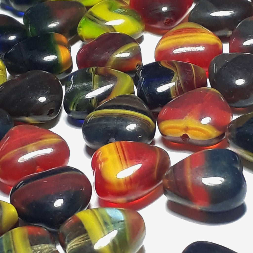 Multicolour Heart Czech Glass 12mm - 10pcs