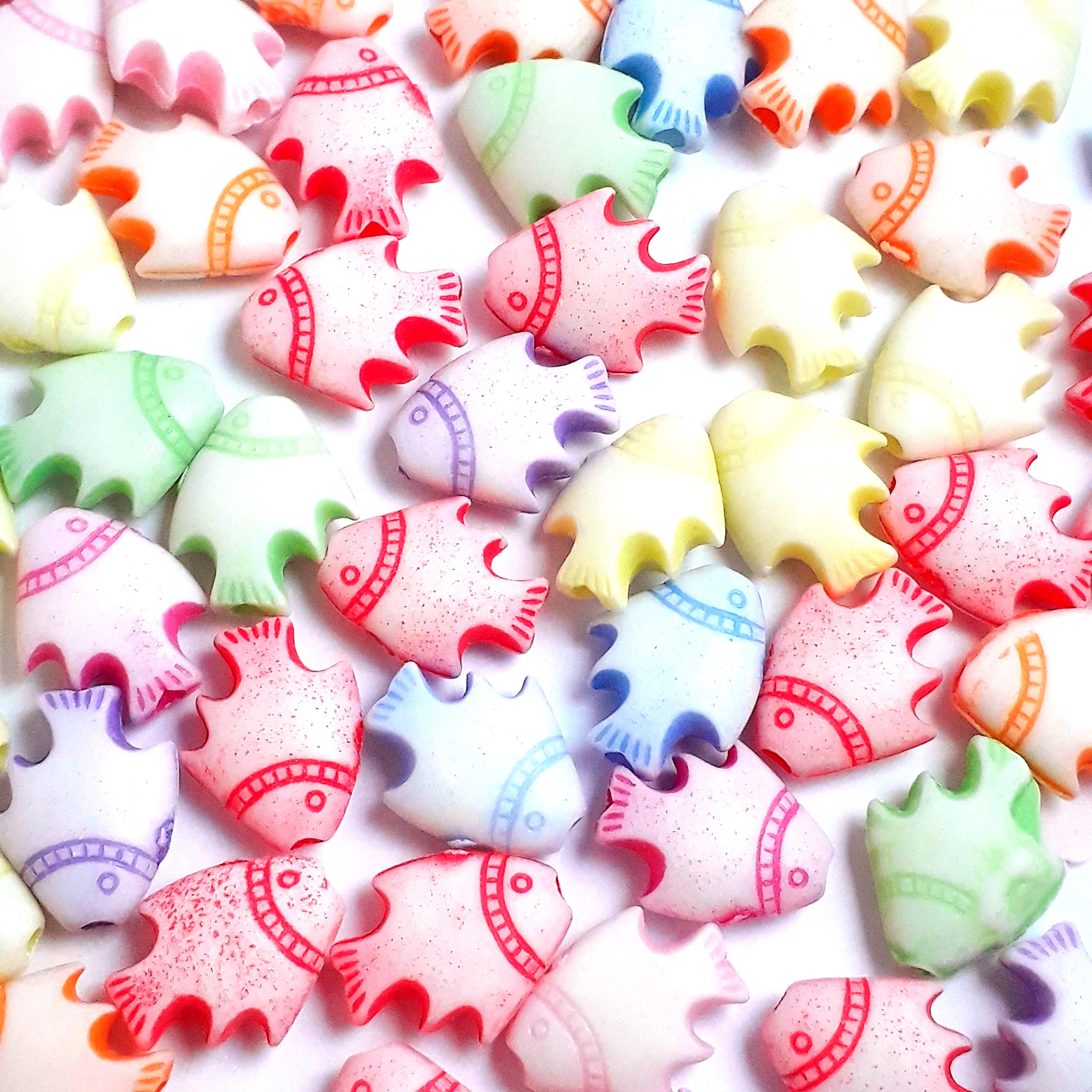 Acrylic Fish Mixed Colour 11x9mm - 100pcs