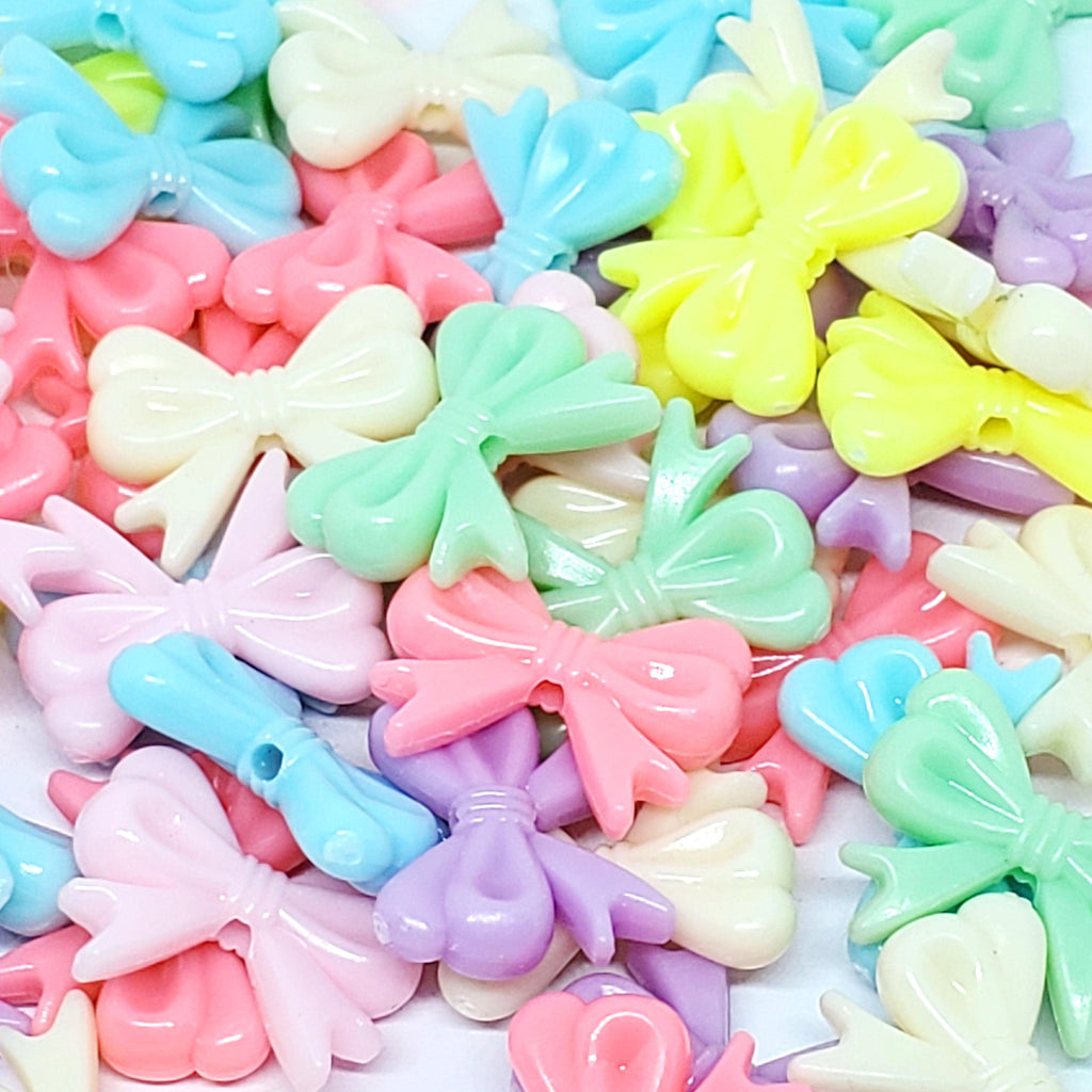 Acrylic Bow Mixed Colour 18x14mm - 50pcs