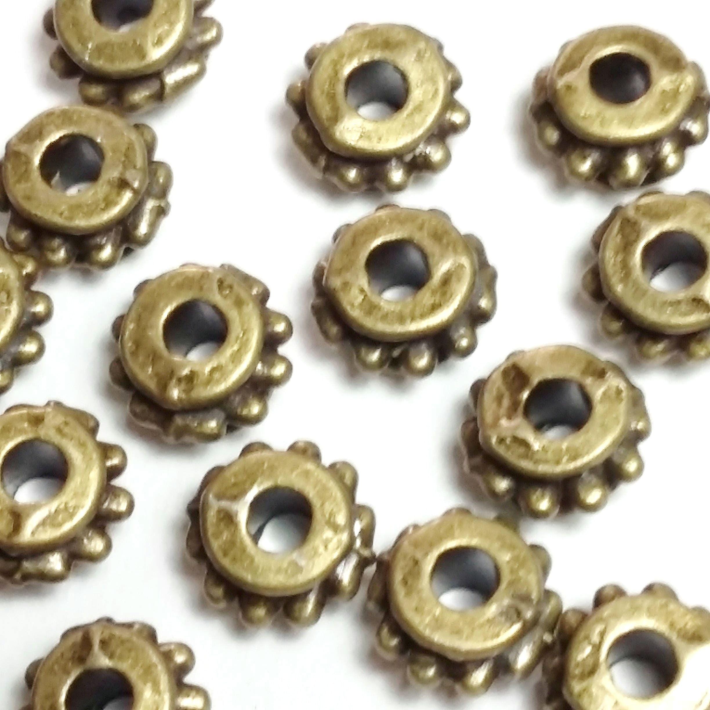 Dotted Ring Antique Bronze 7mm - 20pcs