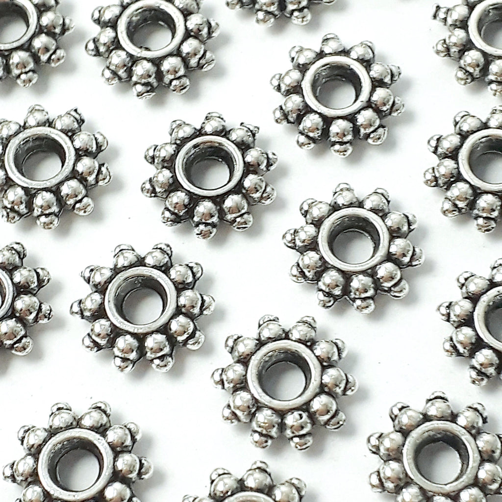 Flower Ring Spacer Antique Silver 9mm - 20pcs