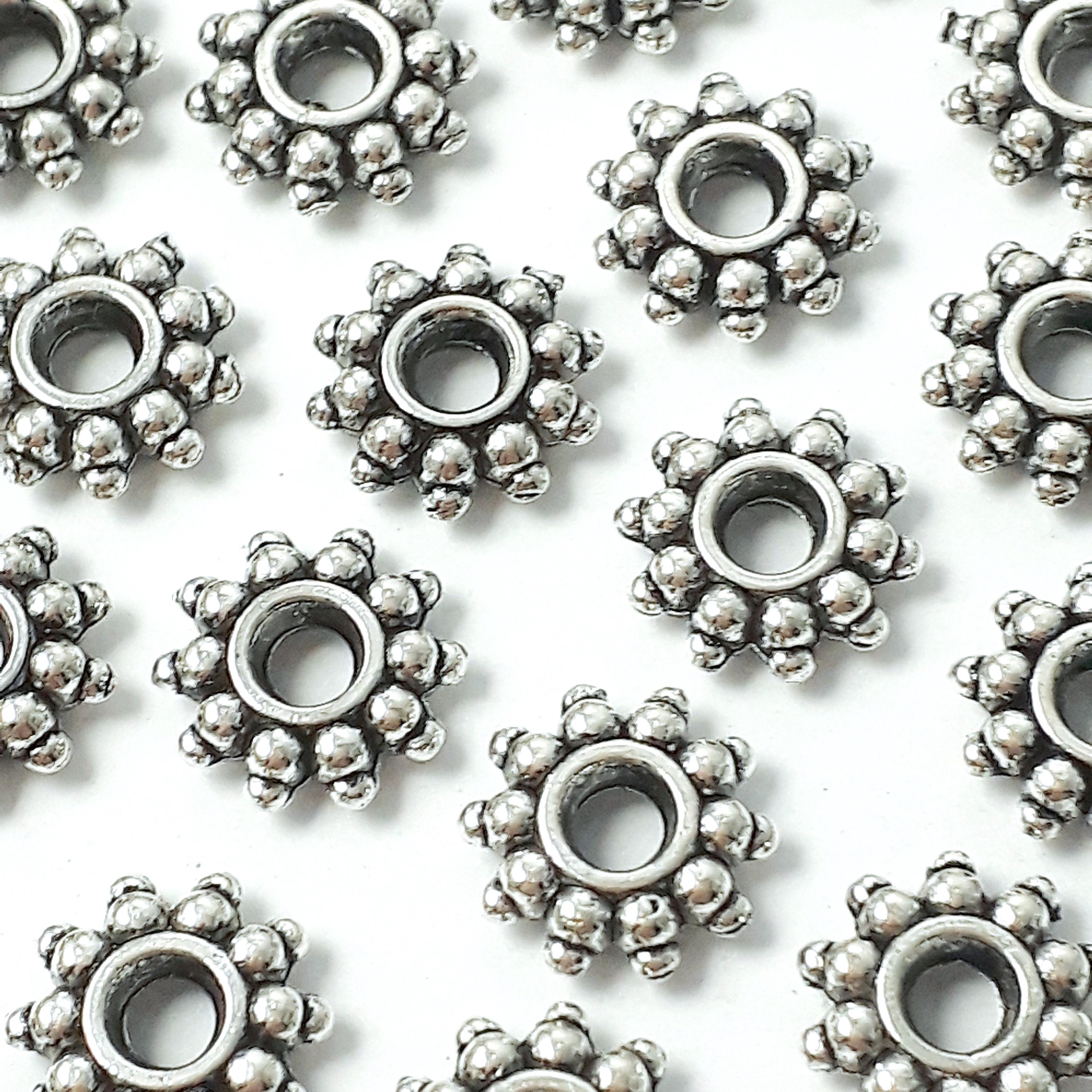 Flower Ring Spacer Antique Silver 9mm - 20pcs