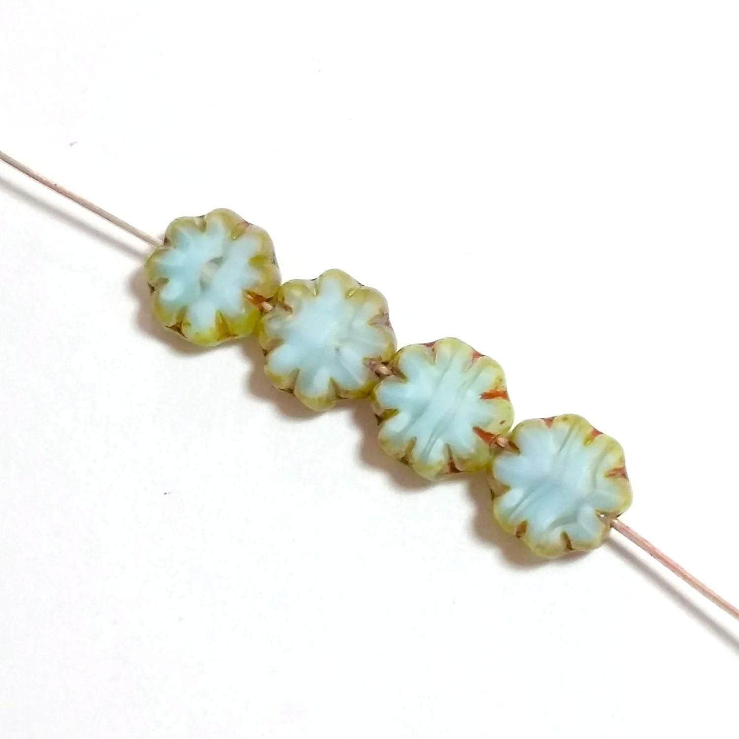 Baby Blue Table Cut Flower Czech Glass 9mm - 6pcs