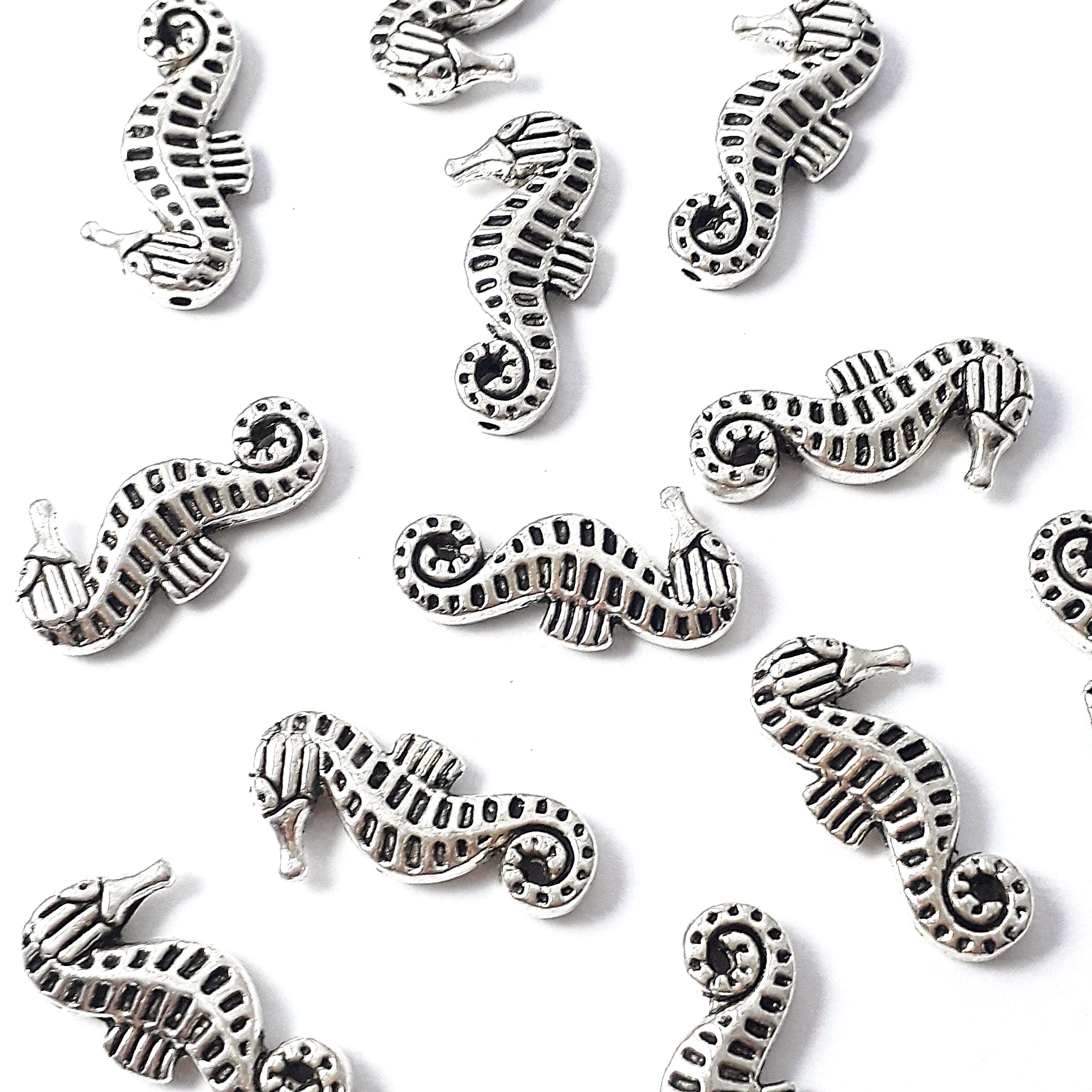 Seahorse Antique Silver 20x10mm - 10pcs