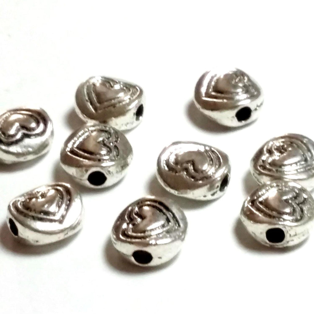 Silver Heart Antique Silver 6mm - 25pcs