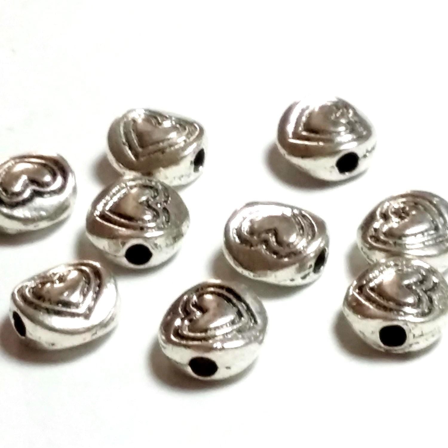 Silver Heart Antique Silver 6mm - 25pcs