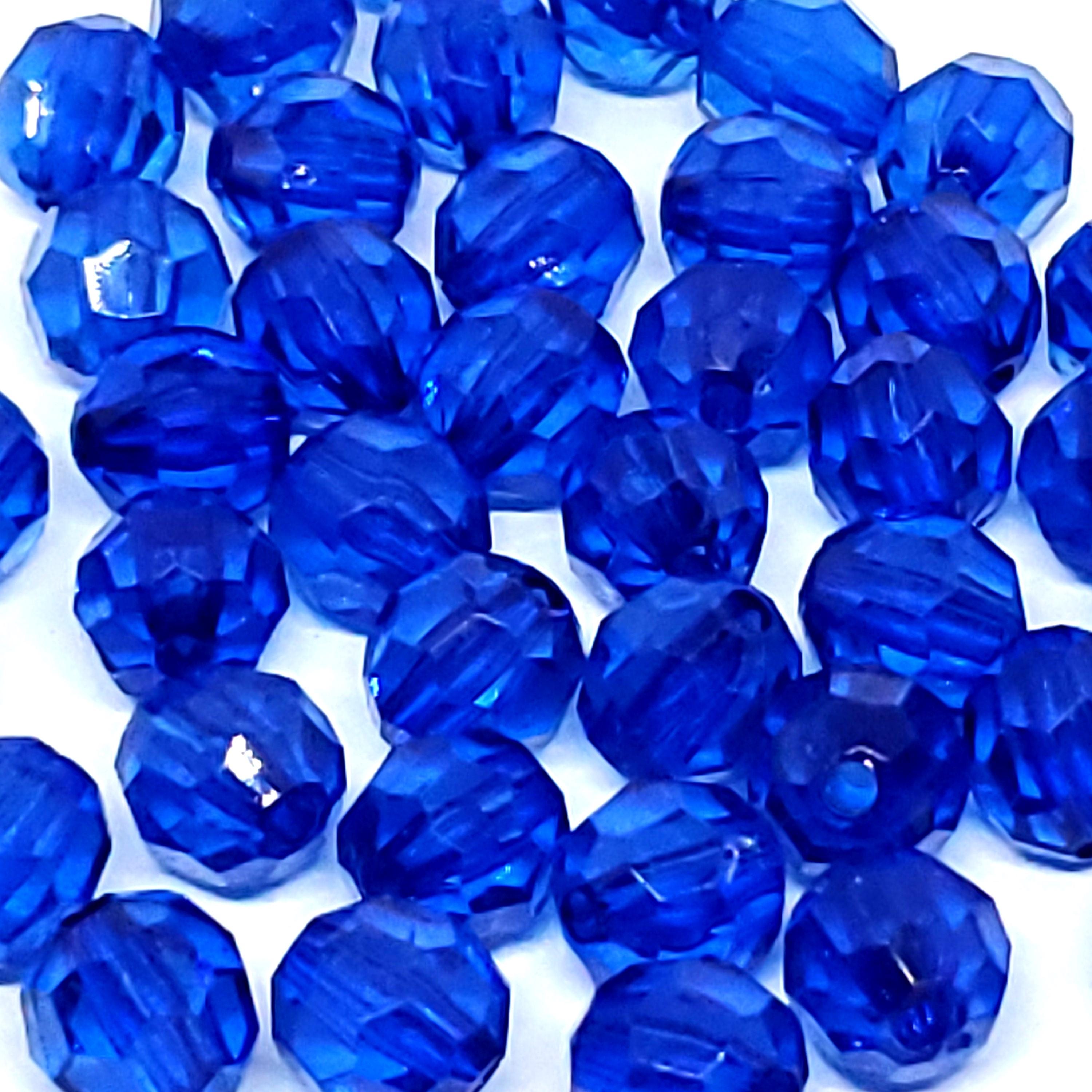 Dark Blue Acrylic Faceted Round 10mm - 50pcs