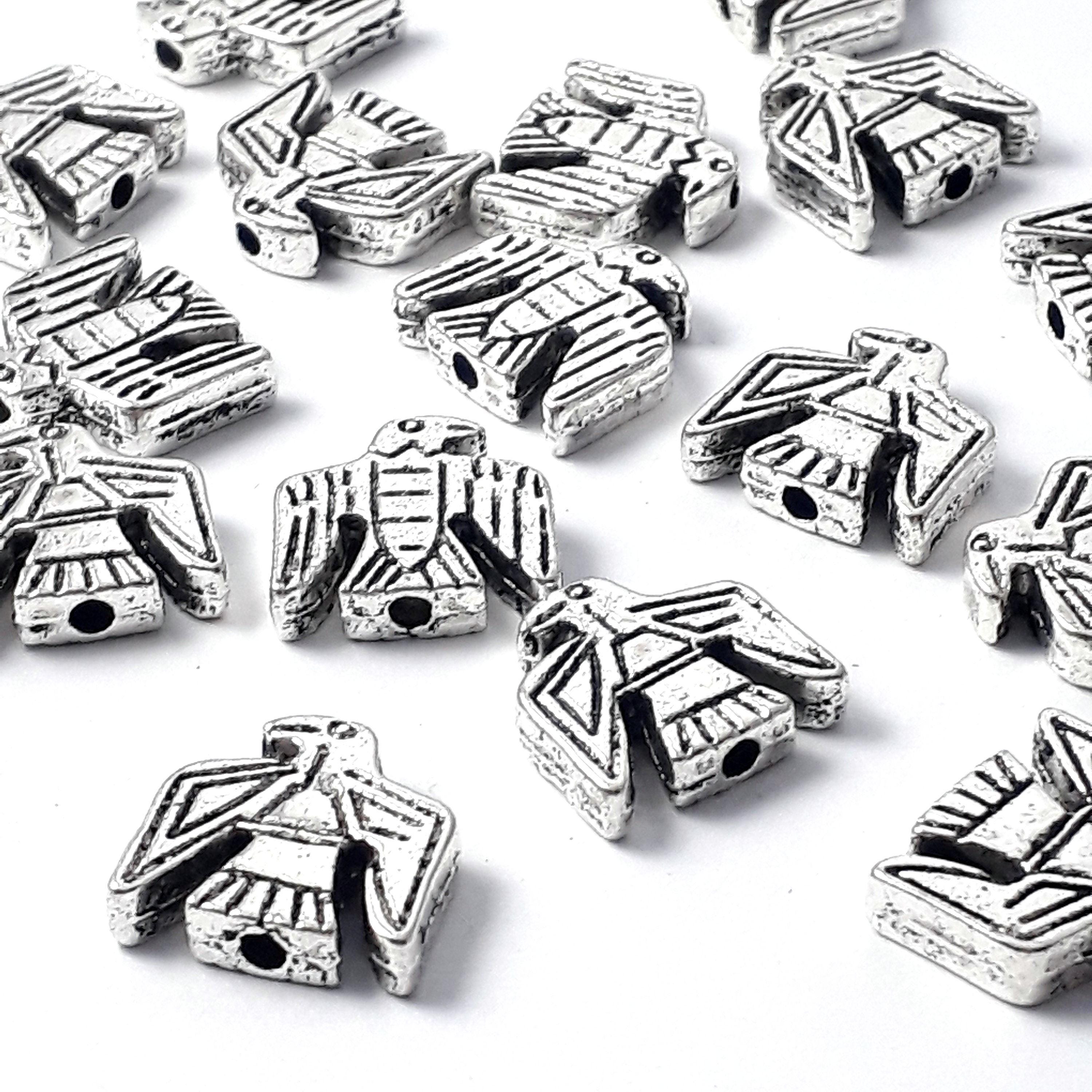 Eagle Bird Antique Silver 12x12mm - 10pcs