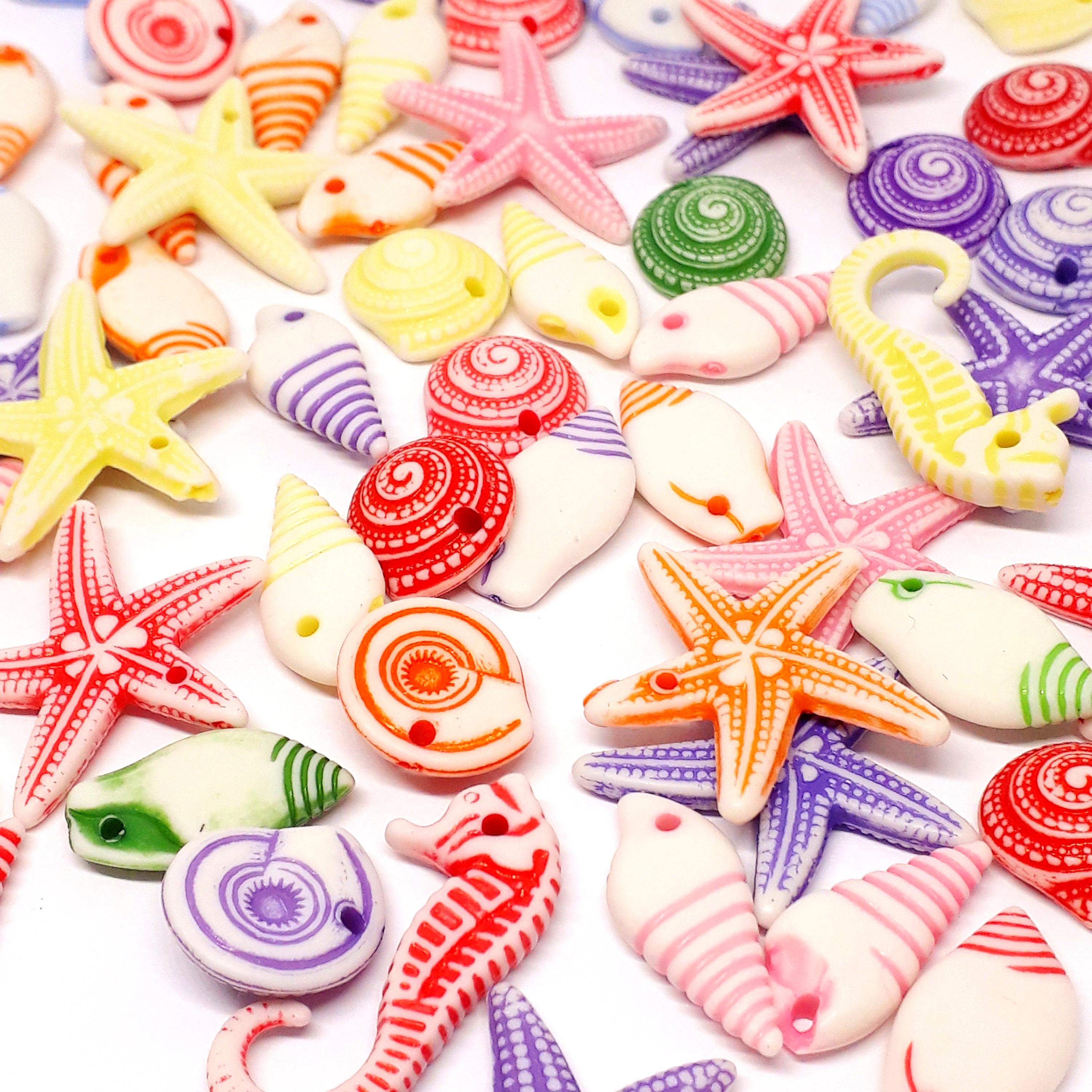 Acrylic Fish & Shell Mix - 50pcs