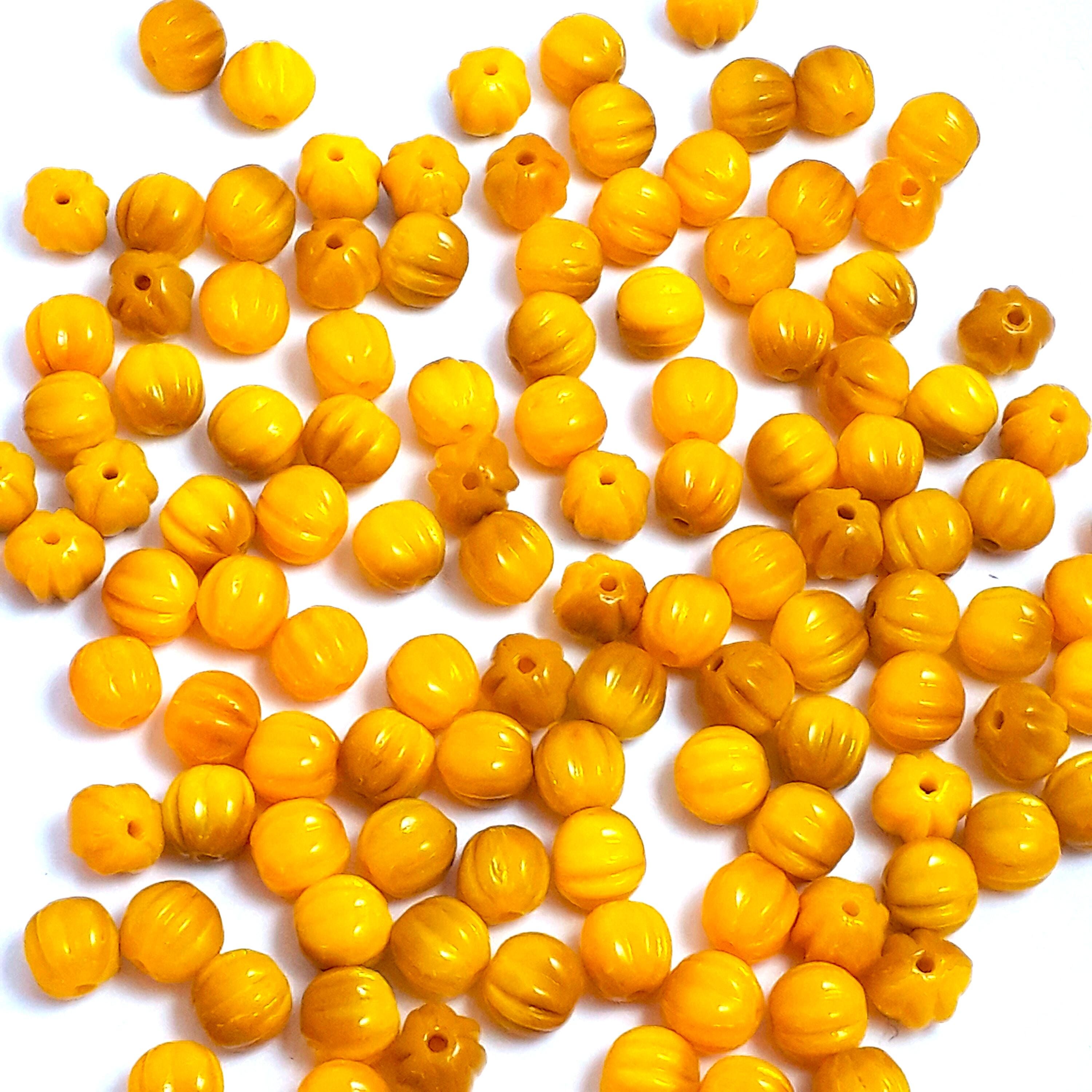 Two Tone Sunshine Yellow Round Fluted Czech Glass 5mm - 30pcs