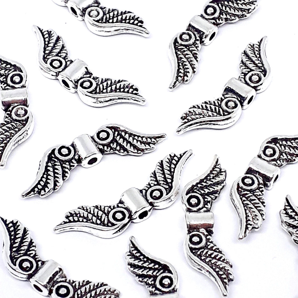 Angel Wing Antique Silver 23x7mm - 10pcs