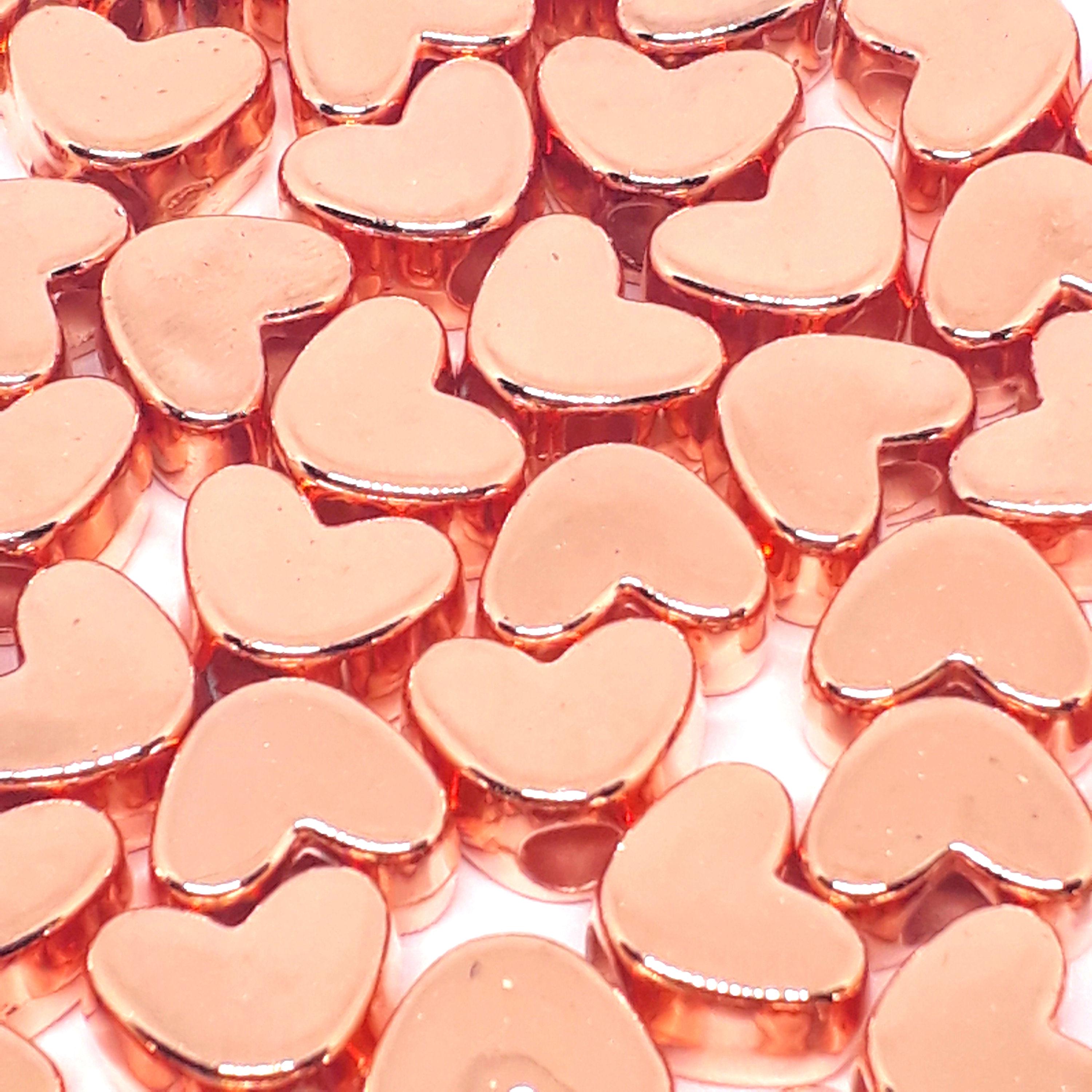 Rose Gold Plated Acrylic Heart 11x8mm - 25pcs