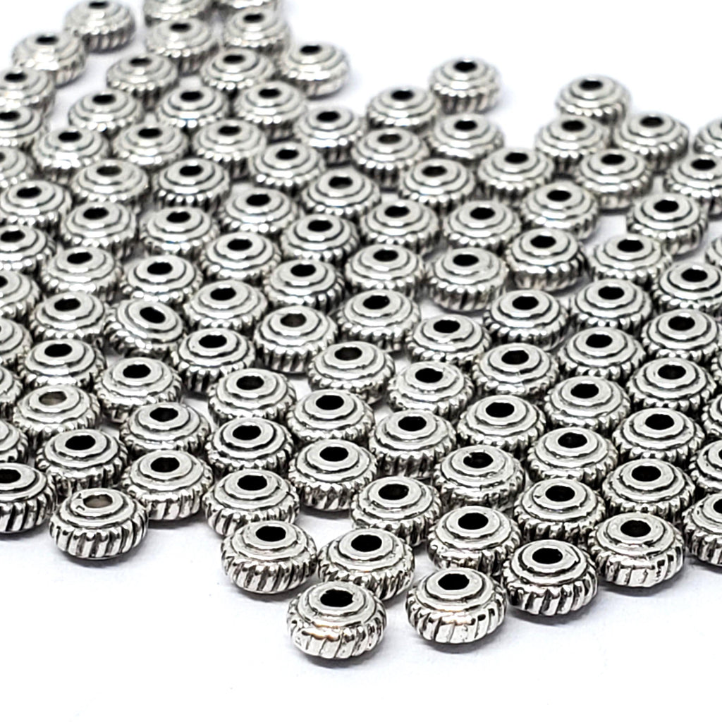 Small Antique Silver Saucer Spacers 5mm - 100pcs