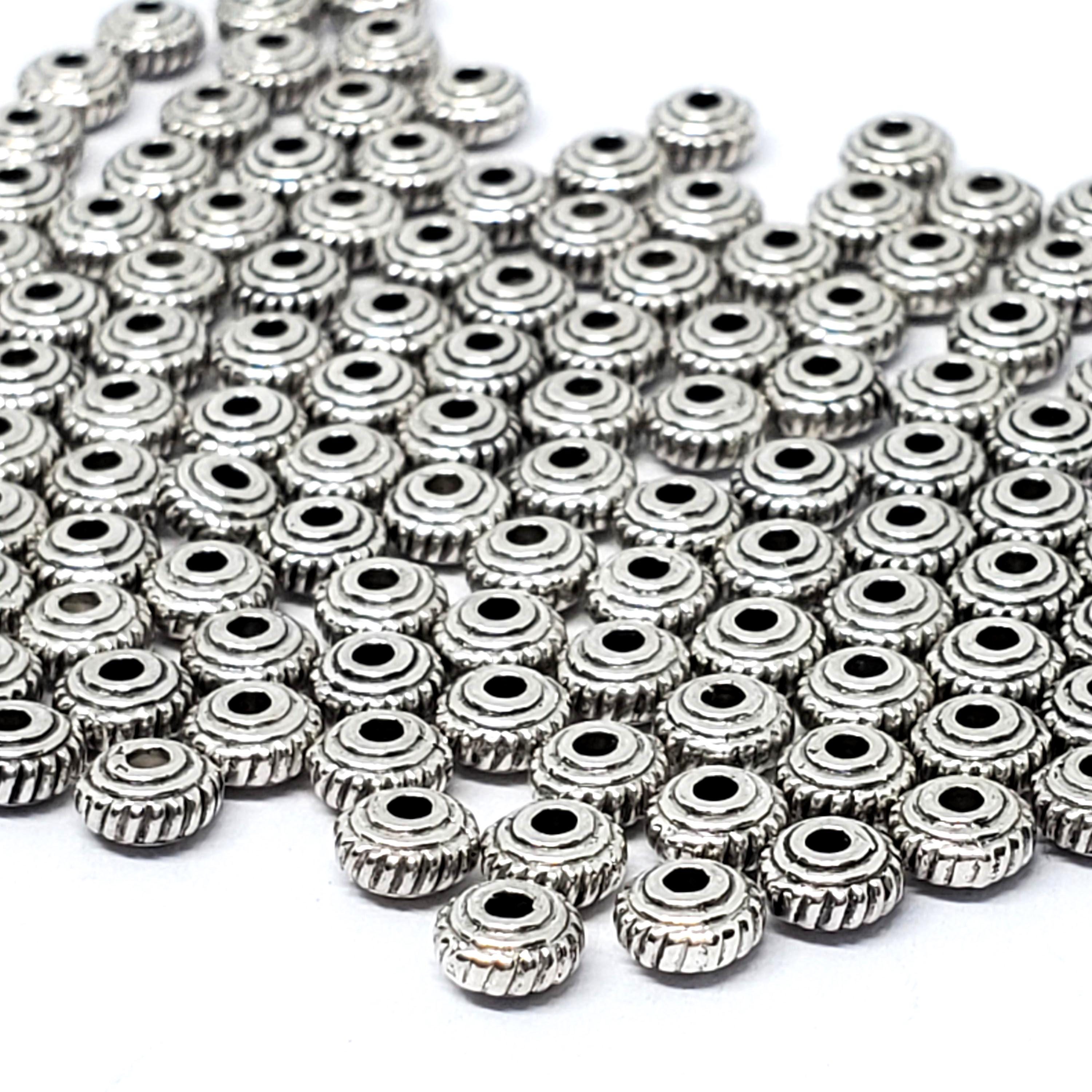 Small Antique Silver Saucer Spacers 5mm - 100pcs