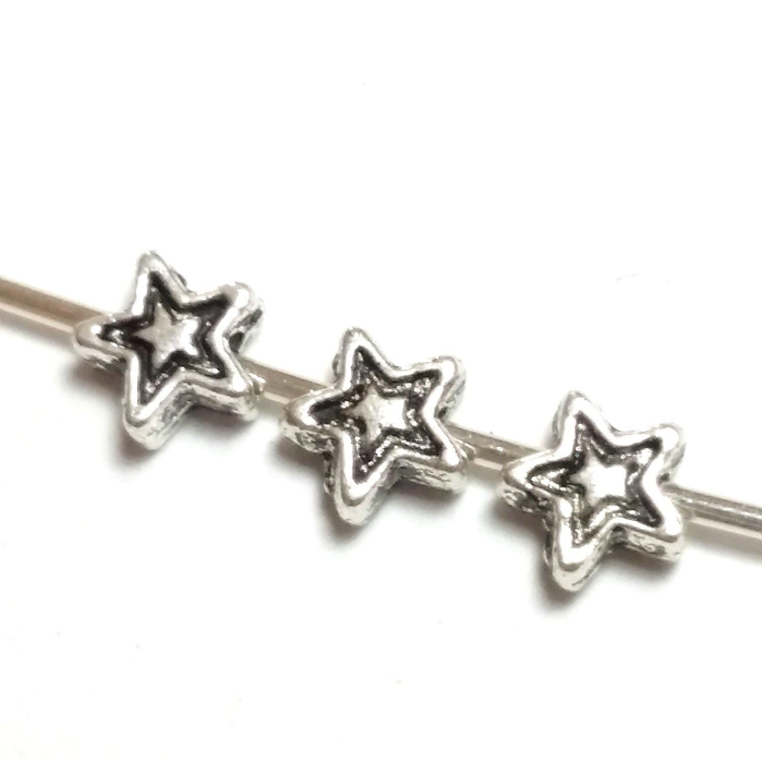 Antique Silver Star 4mm - 100pcs