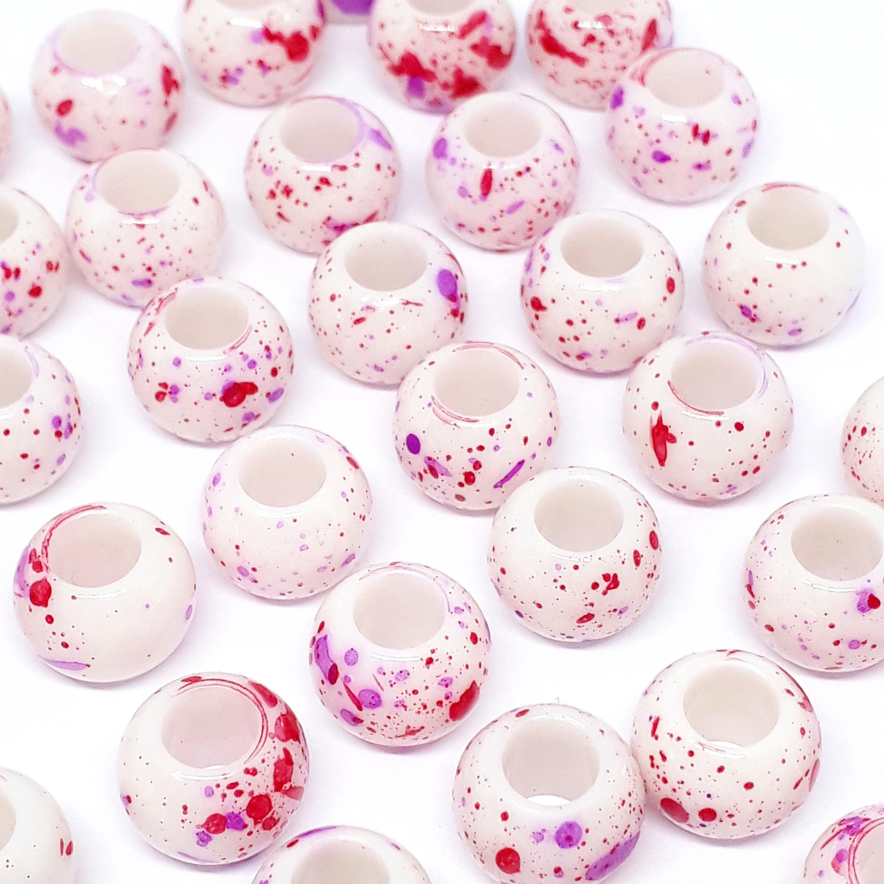 Red & Purple Mottled Acrylic Pony 10mm - 50pcs