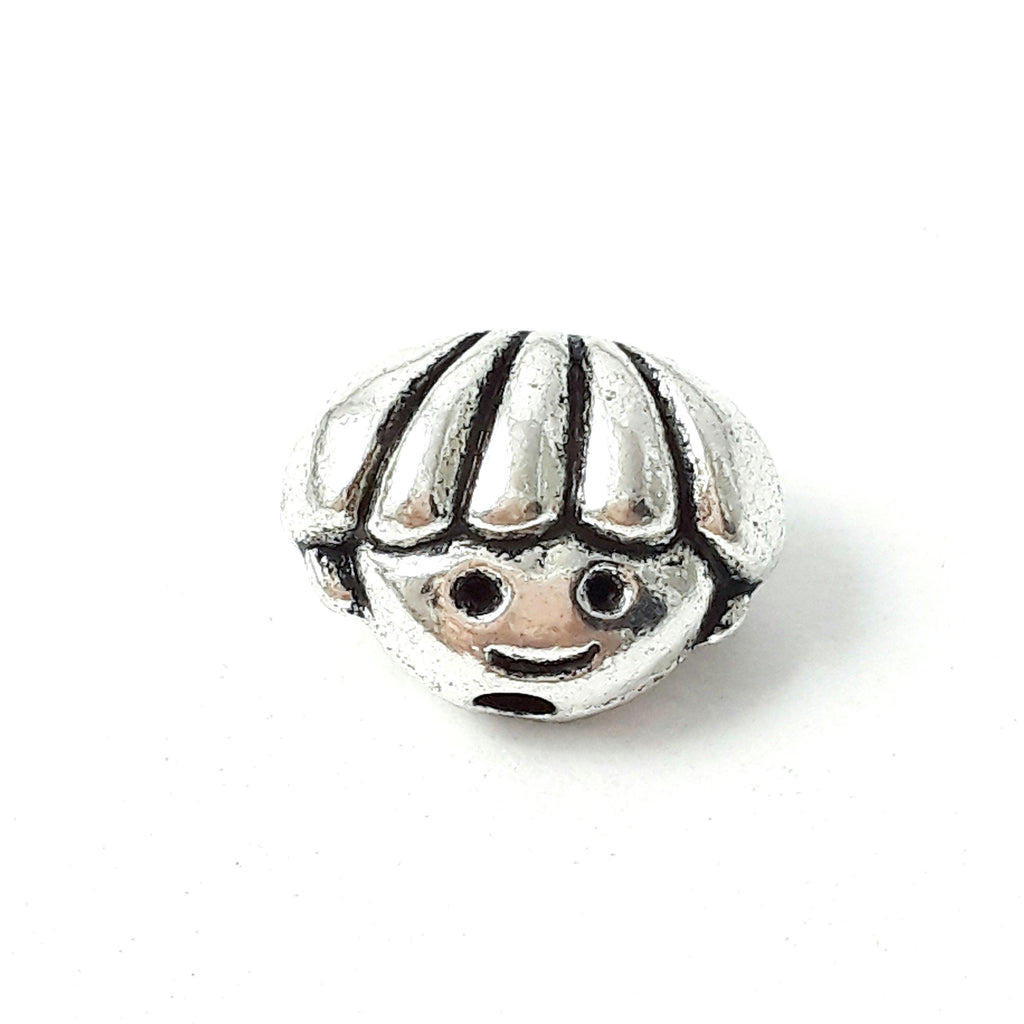 Boy Child Head Antique Silver 12x9mm - 6pcs
