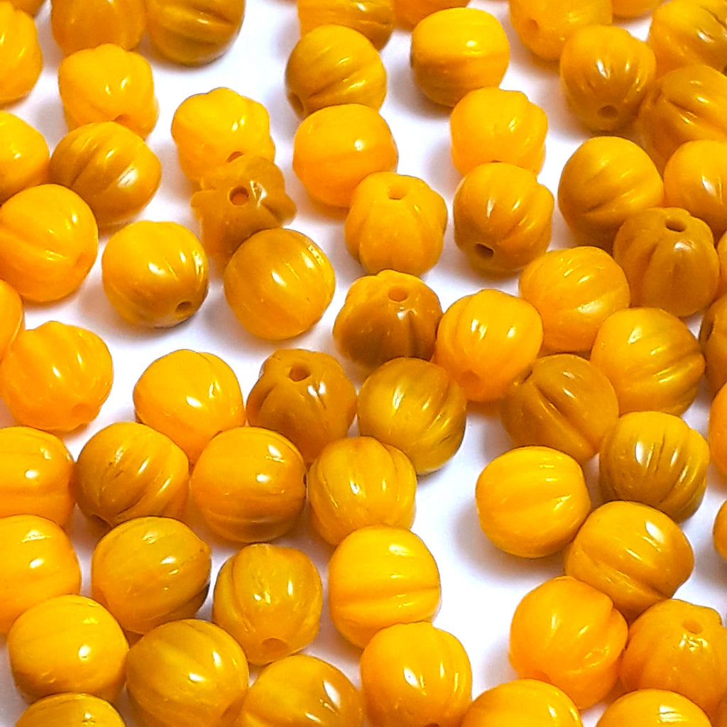 Two Tone Sunshine Yellow Round Fluted Czech Glass 5mm - 30pcs