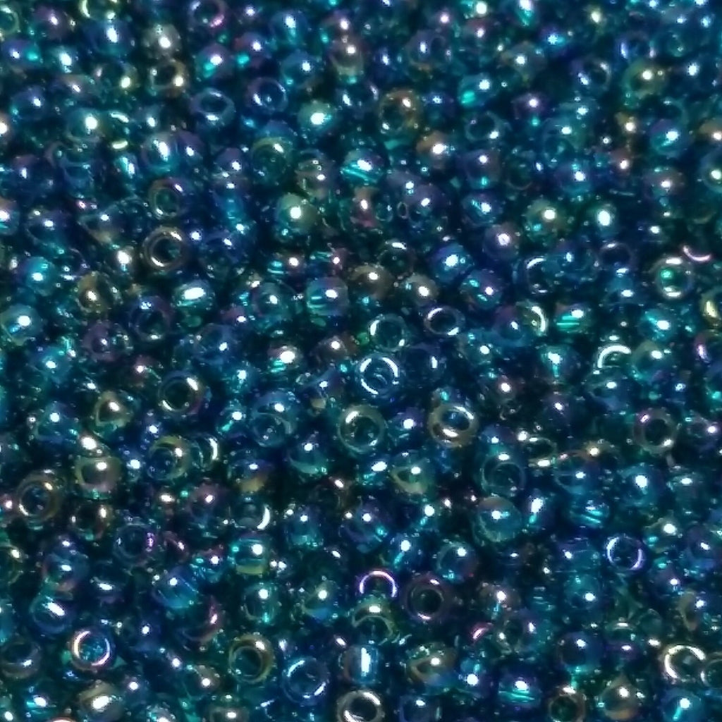 Transparent-Rainbow Teal TOHO Seed Glass 11/0 - 10g