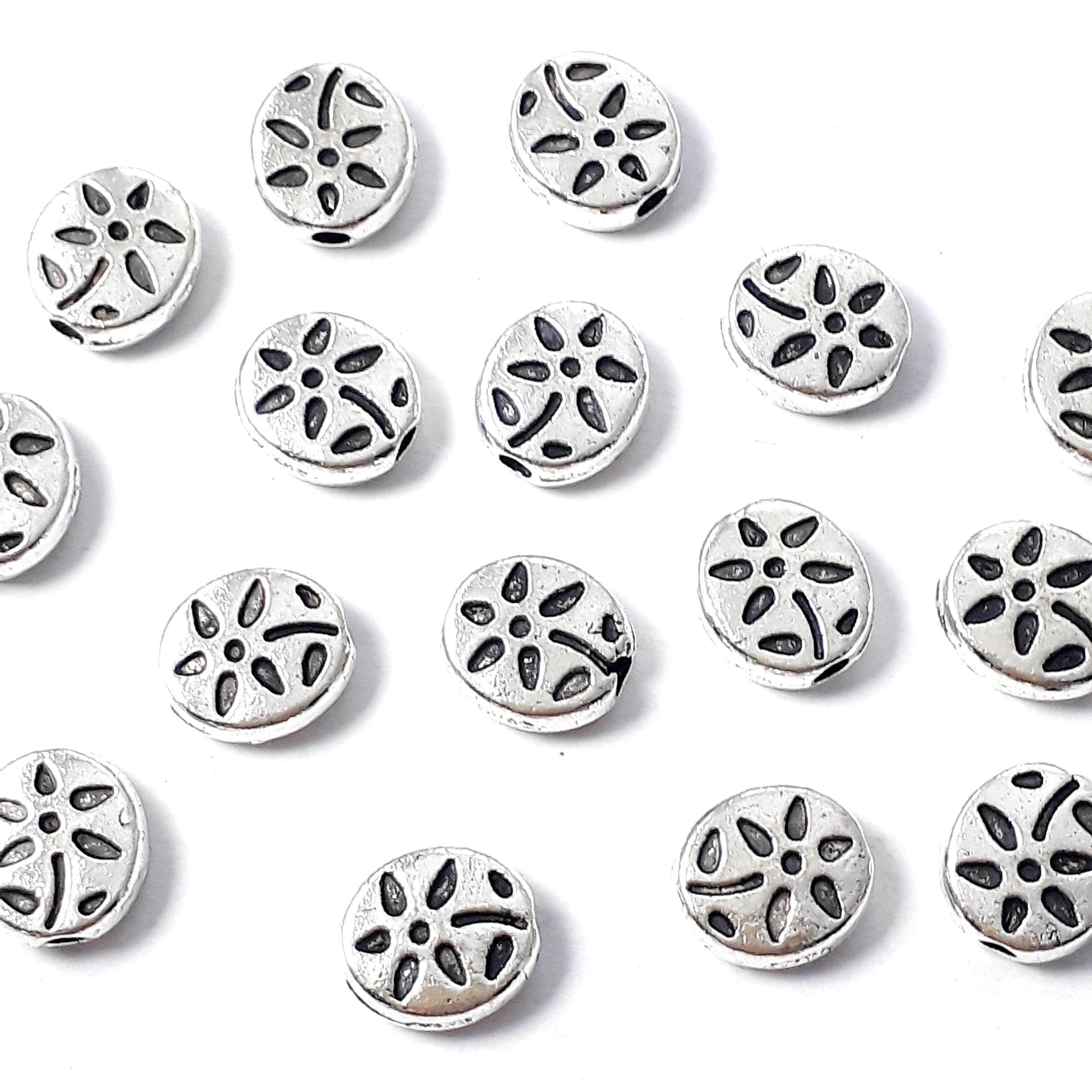 Oval Flower Antique Silver 7mm - 20pcs