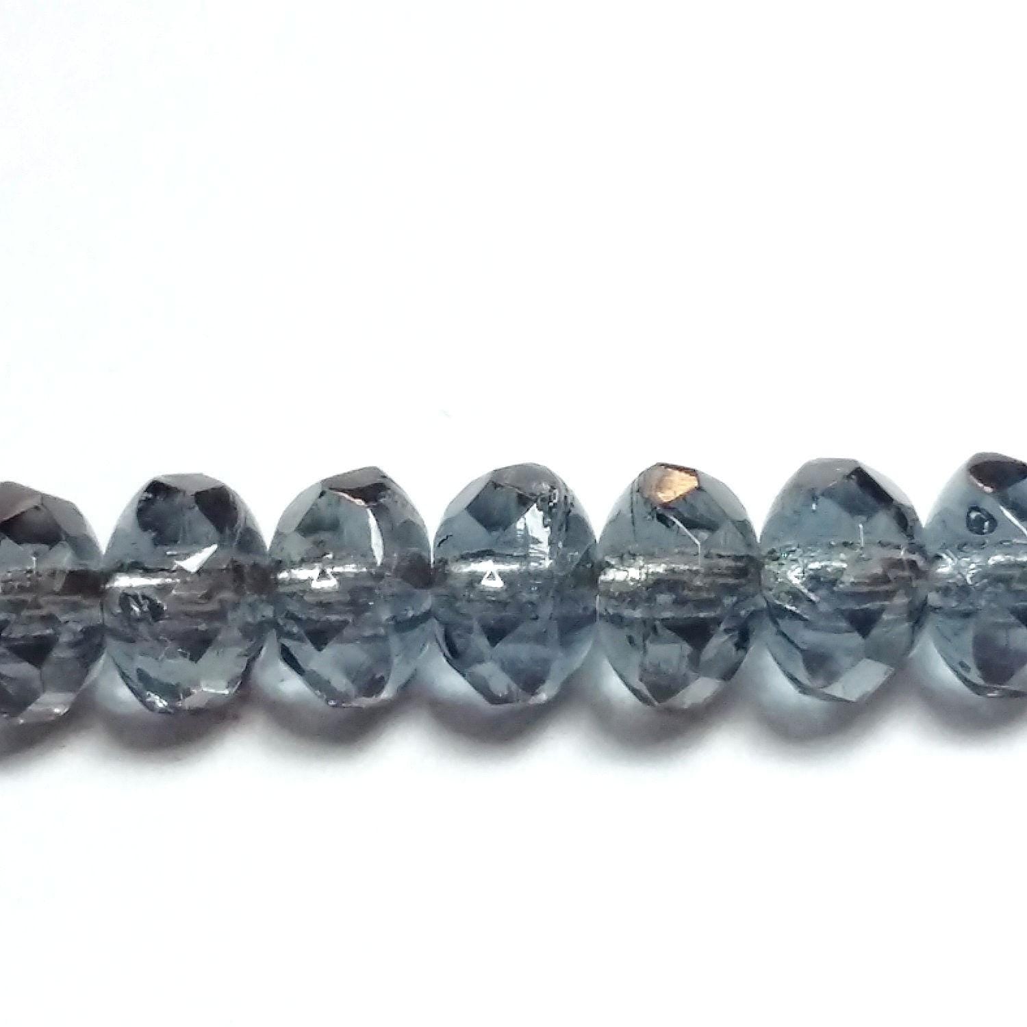 Slate Grey Czech Glass Rondelle 5x3mm - 40pcs