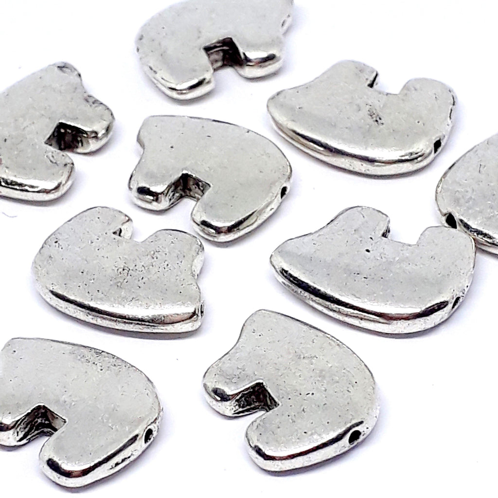 Plain Bear Antique Silver 15x12mm - 2pcs