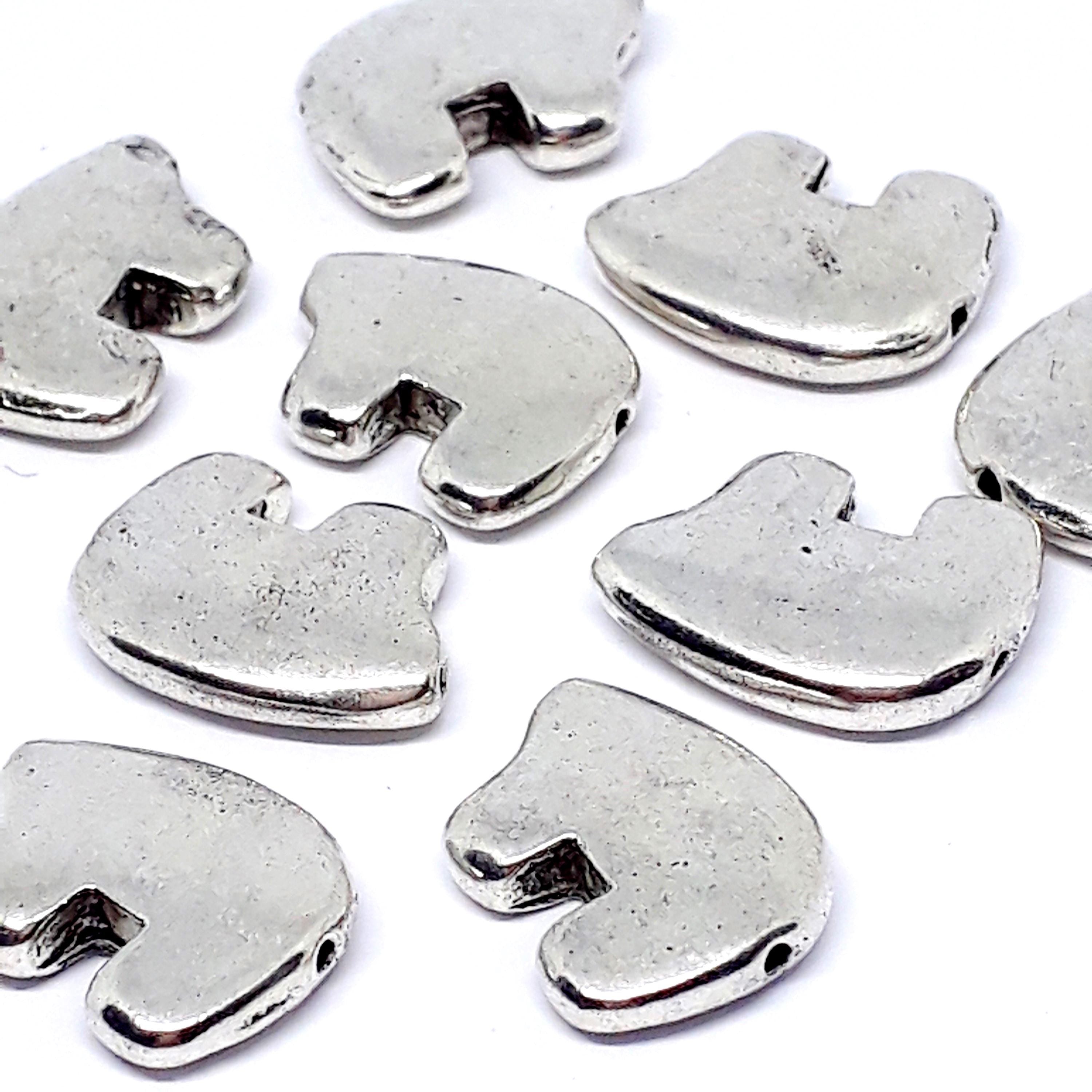 Plain Bear Antique Silver 15x12mm - 2pcs