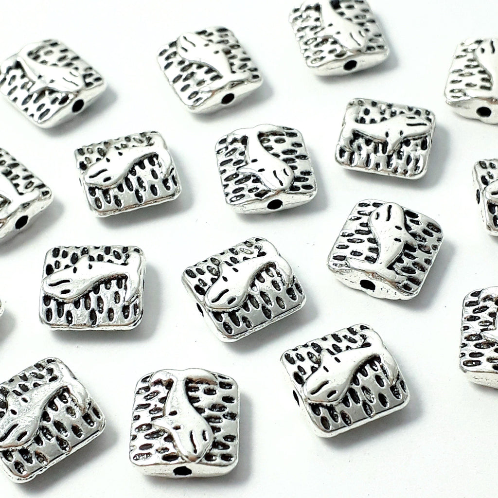 Square Whale Antique Silver 10mm - 10pcs