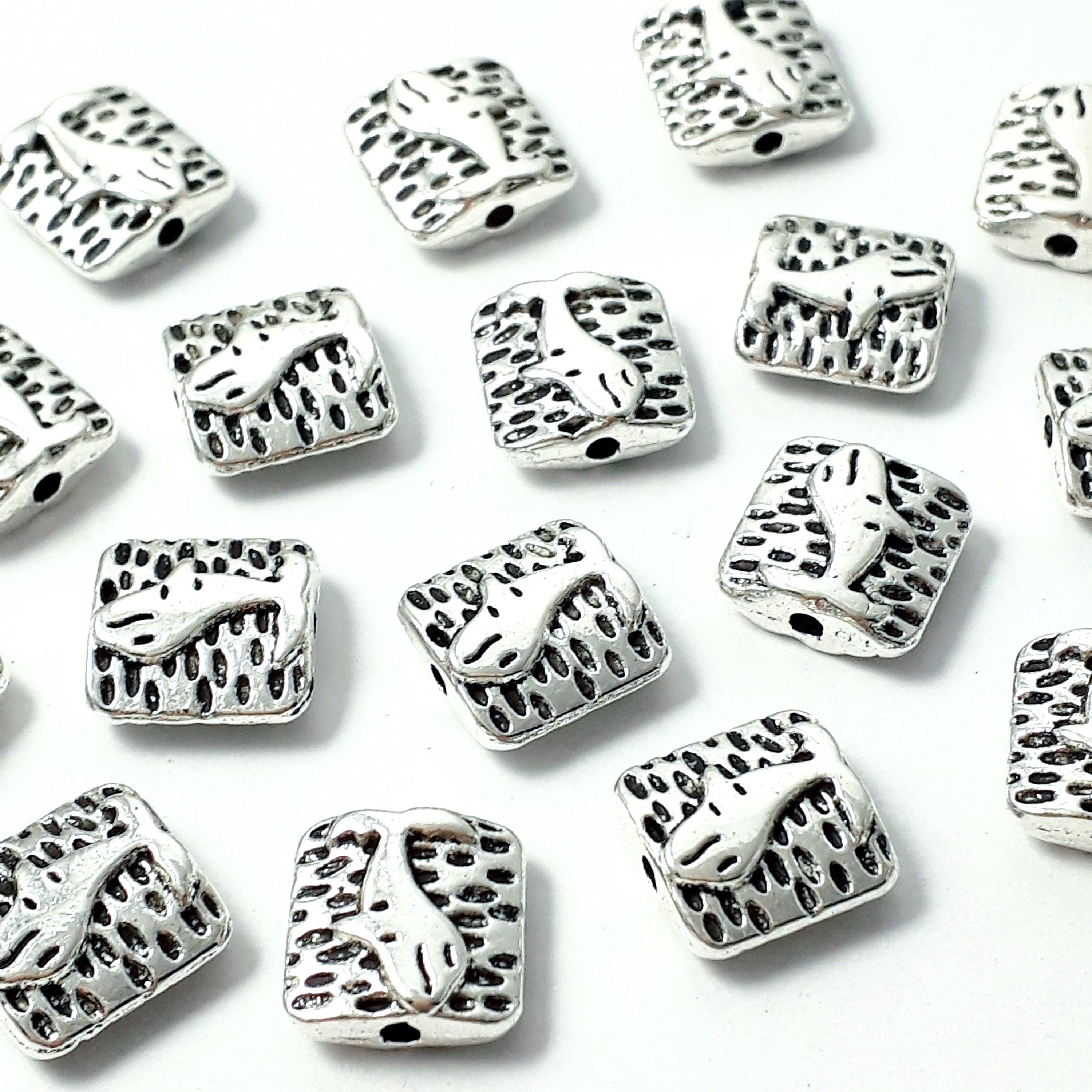 Square Whale Antique Silver 10mm - 10pcs