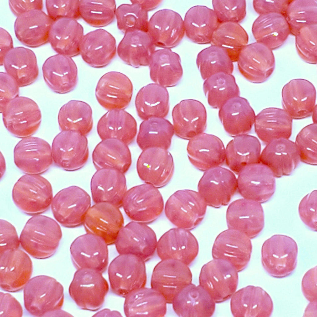 Dusty Rose Semi-Transparent Fluted Czech Glass 5mm - 30pcs