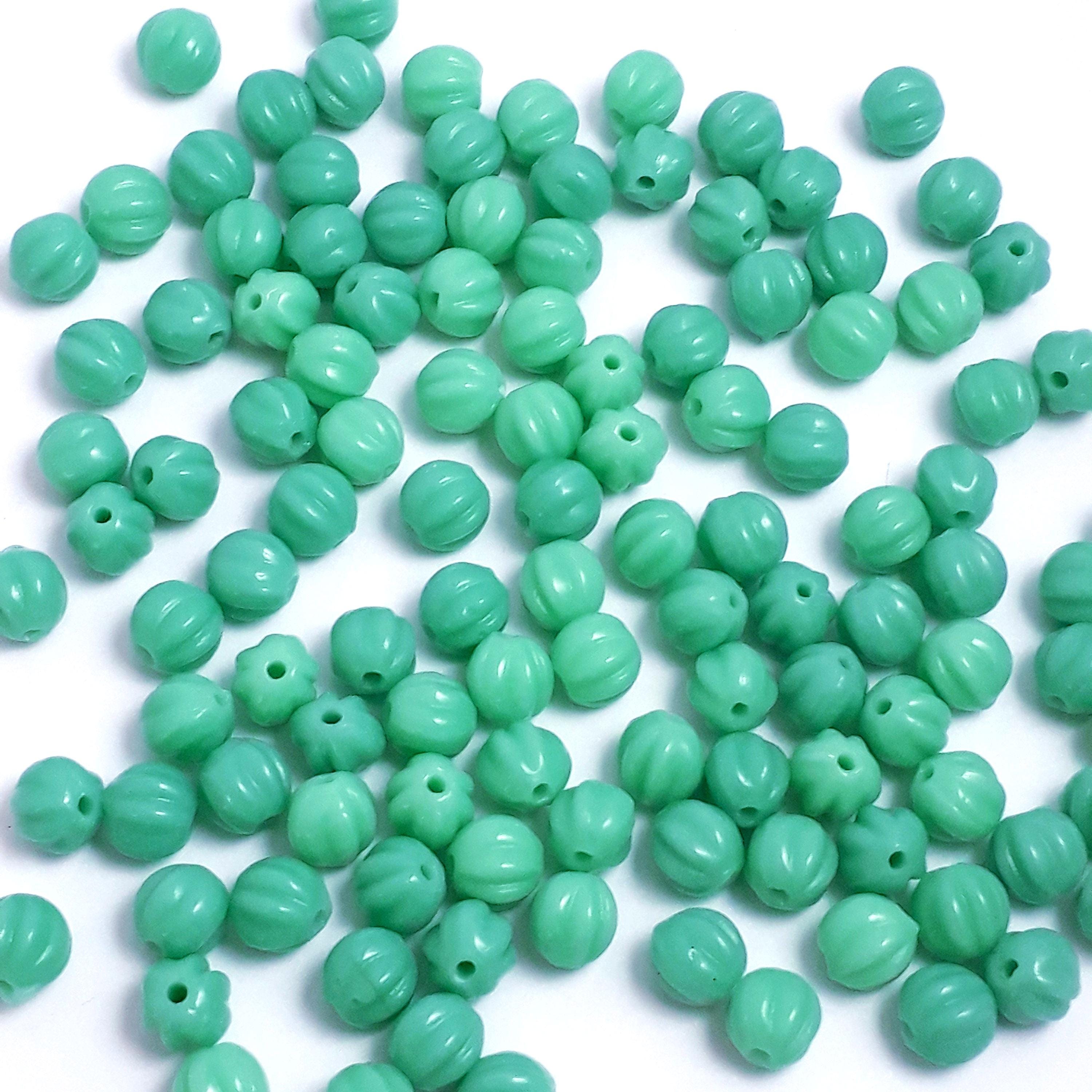 Green Turquoise Fluted Czech Glass 4mm - 40pcs