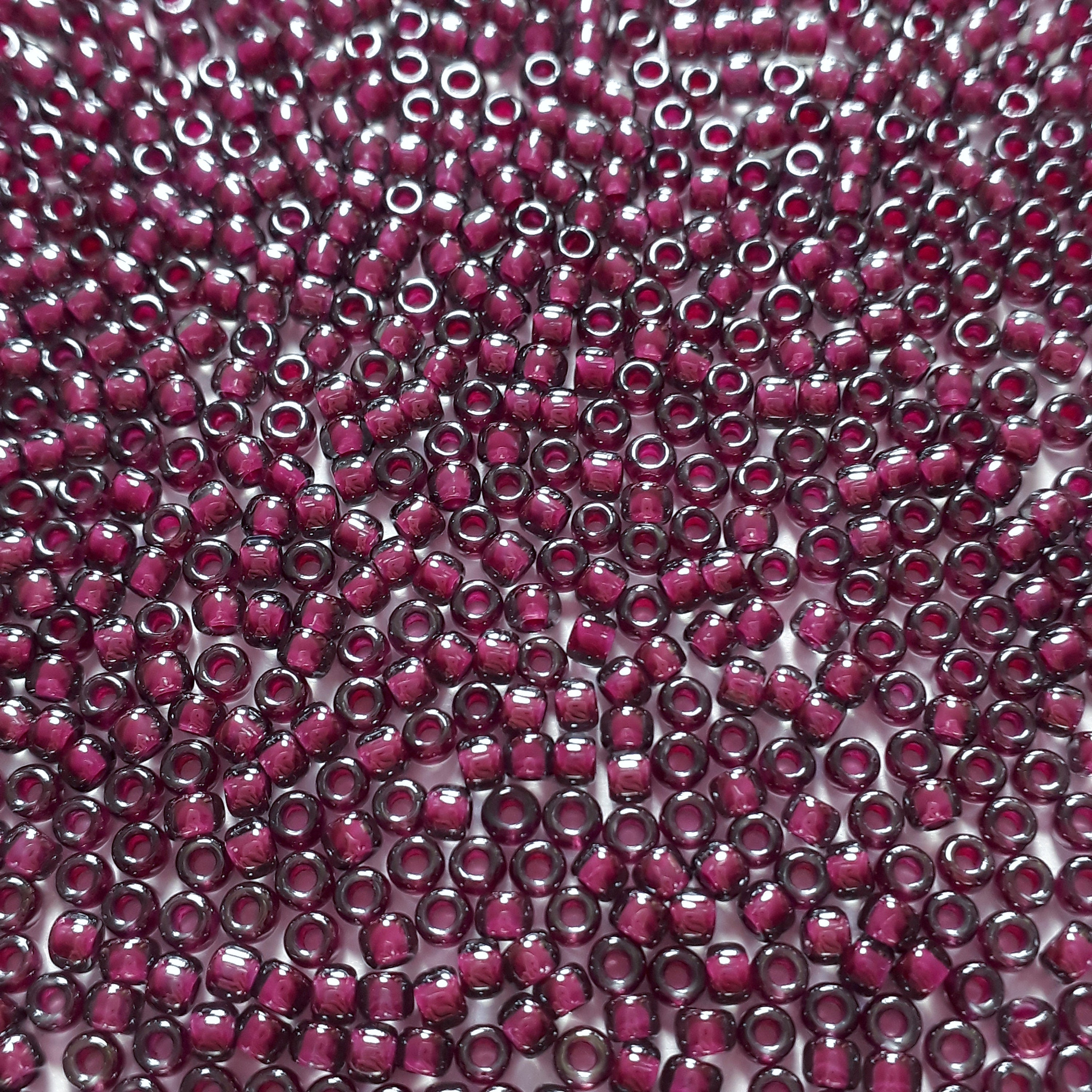 Grey & Magenta-Lined TOHO Seed Glass 11/0 - 10g