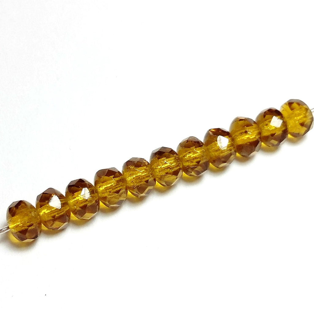Harvest Gold Czech Glass Faceted Rondelle 5x3mm - 40pcs