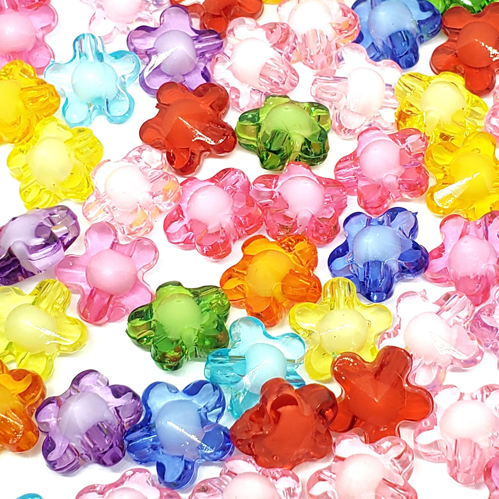 White Centre Acrylic Flower 12mm - 50pcs