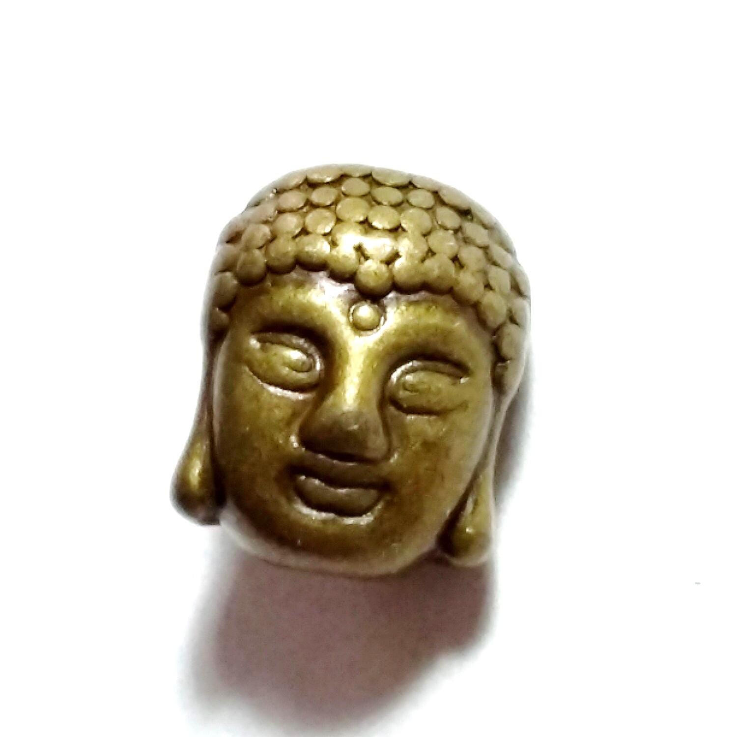 Buddha Head Antique Bronze 11x9mm - 6pcs
