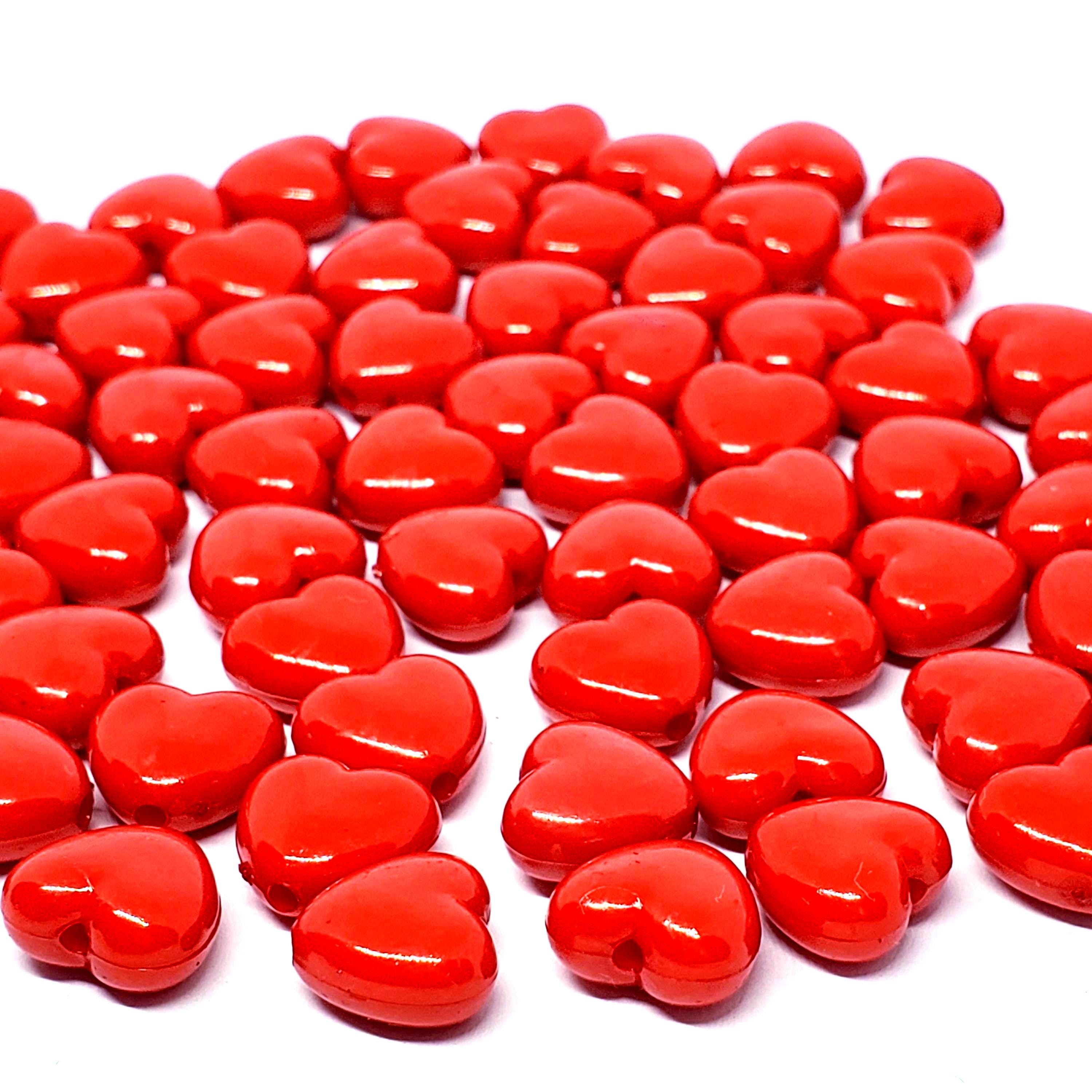 Red Love Heart Acrylic 11x10mm - 50pcs