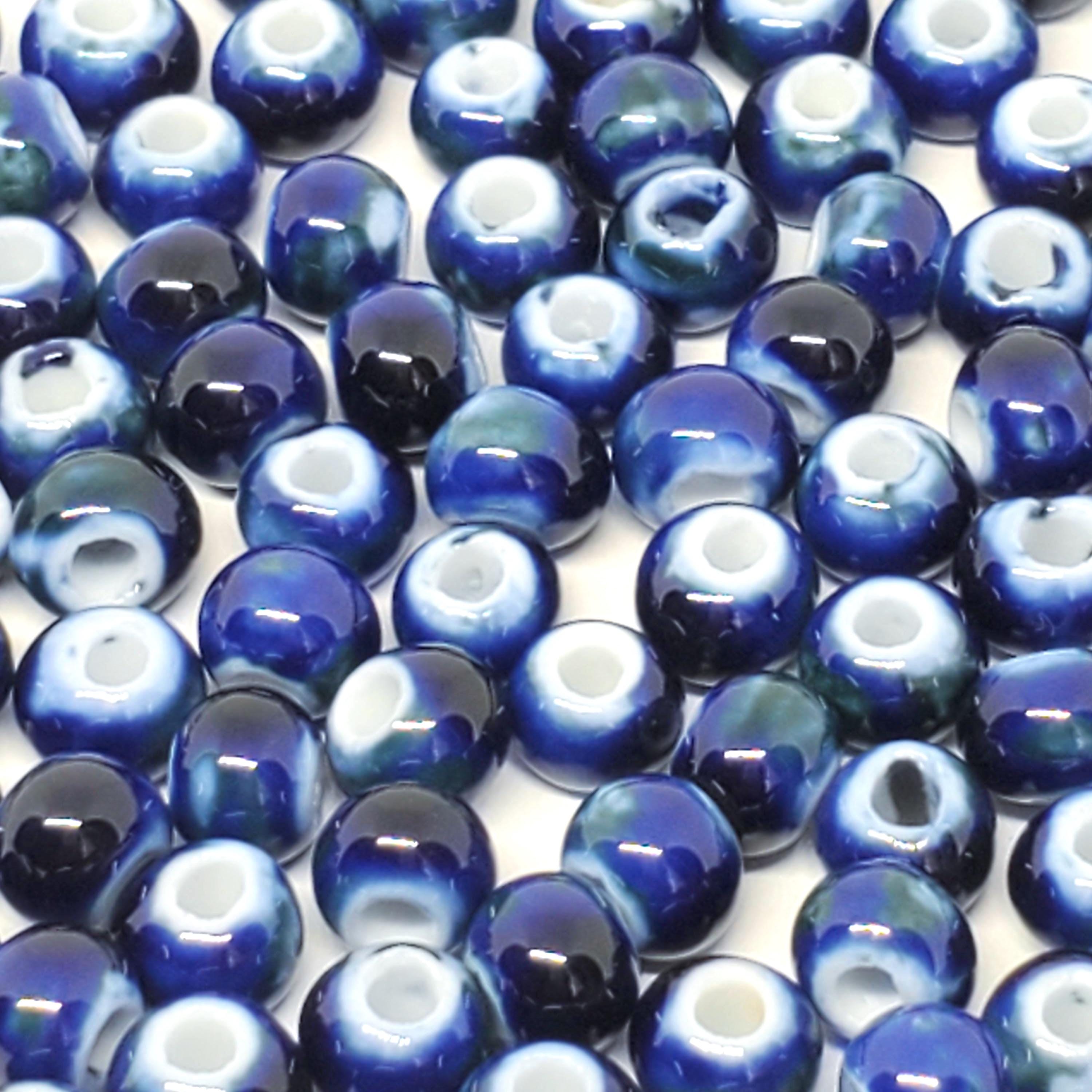 Blue & Green Glazed Ceramic Rondelle 6x5mm - 50pcs