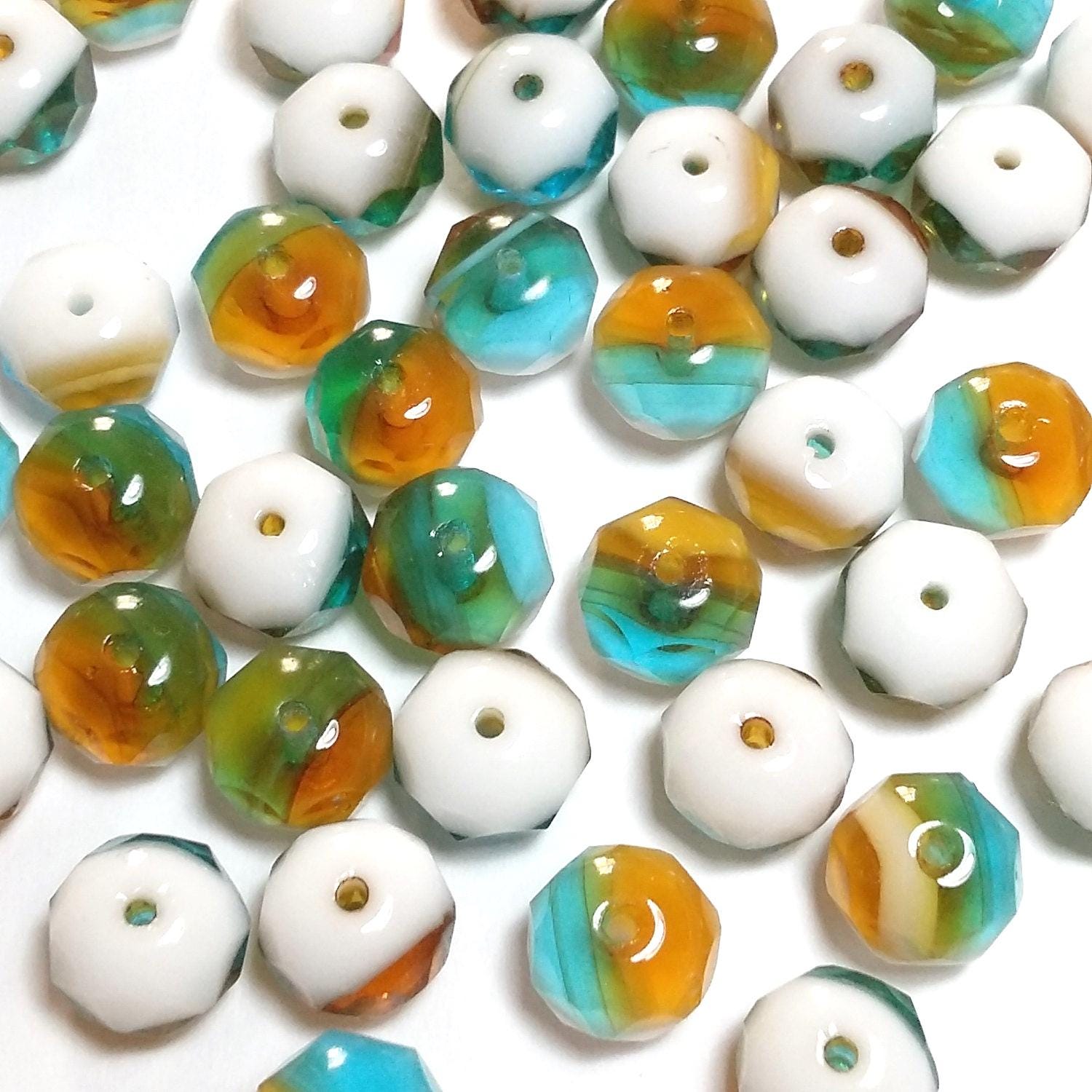 Multicolour Czech Glass Rondelle 9x6mm - 10pcs