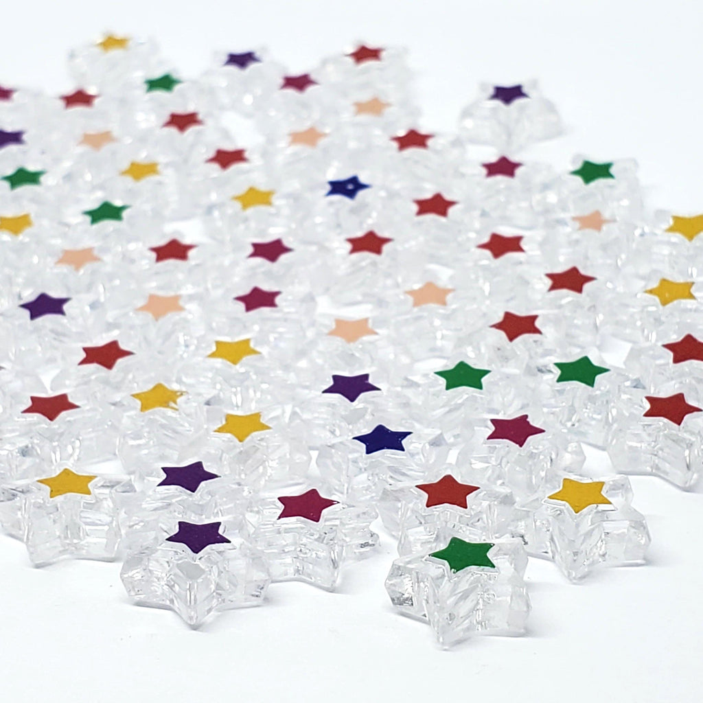 100pcs Acrylic Star Clear & Foil Centred 11mm - 100pcs
