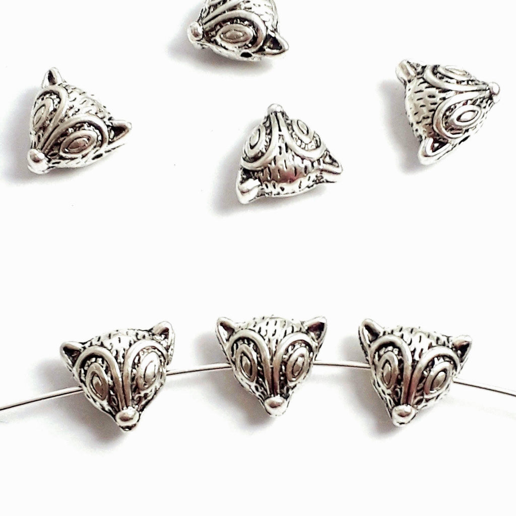 Fox Head Antique Silver 13mm - 2pcs