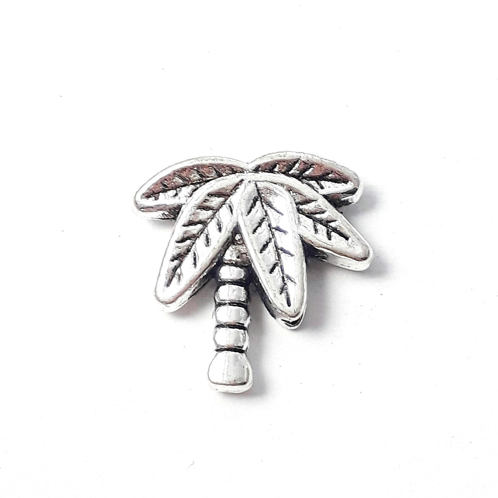 Palm Tree Antique Silver 14x14mm - 10pcs
