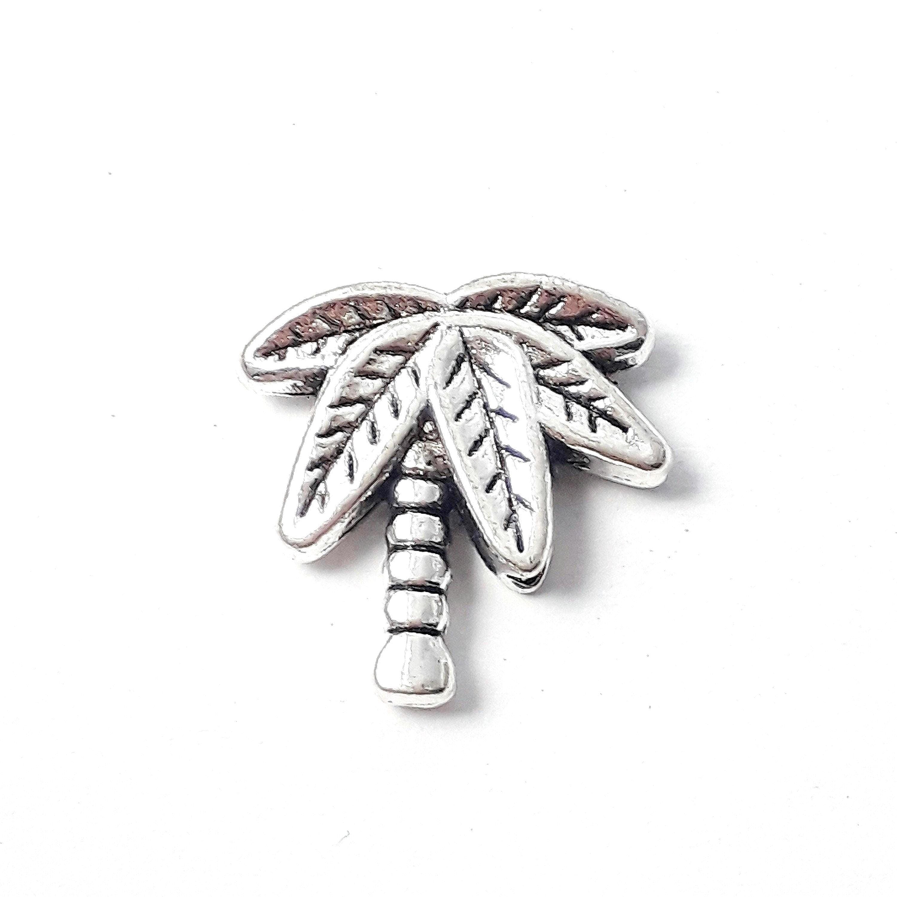 Palm Tree Antique Silver 14x14mm - 10pcs