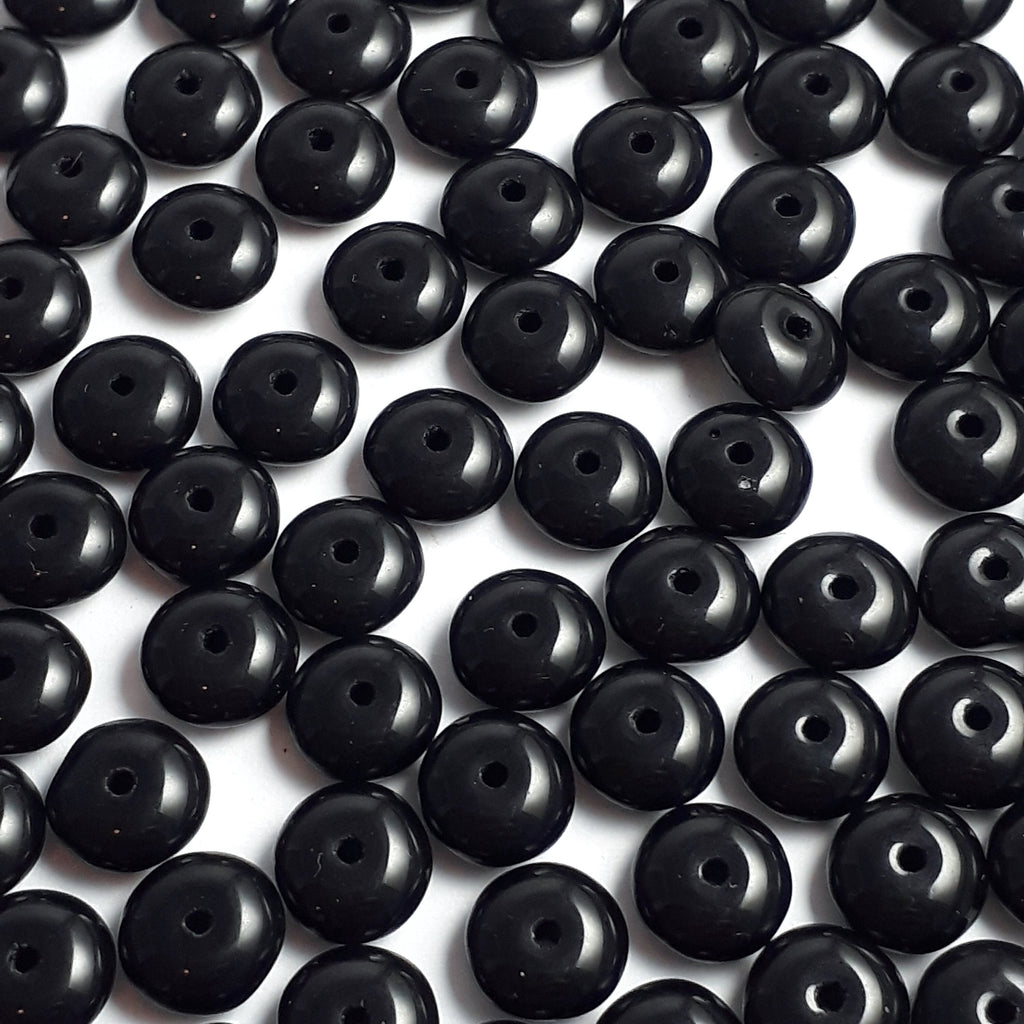 Black Czech Glass Rondelle 6mm - 40pcs