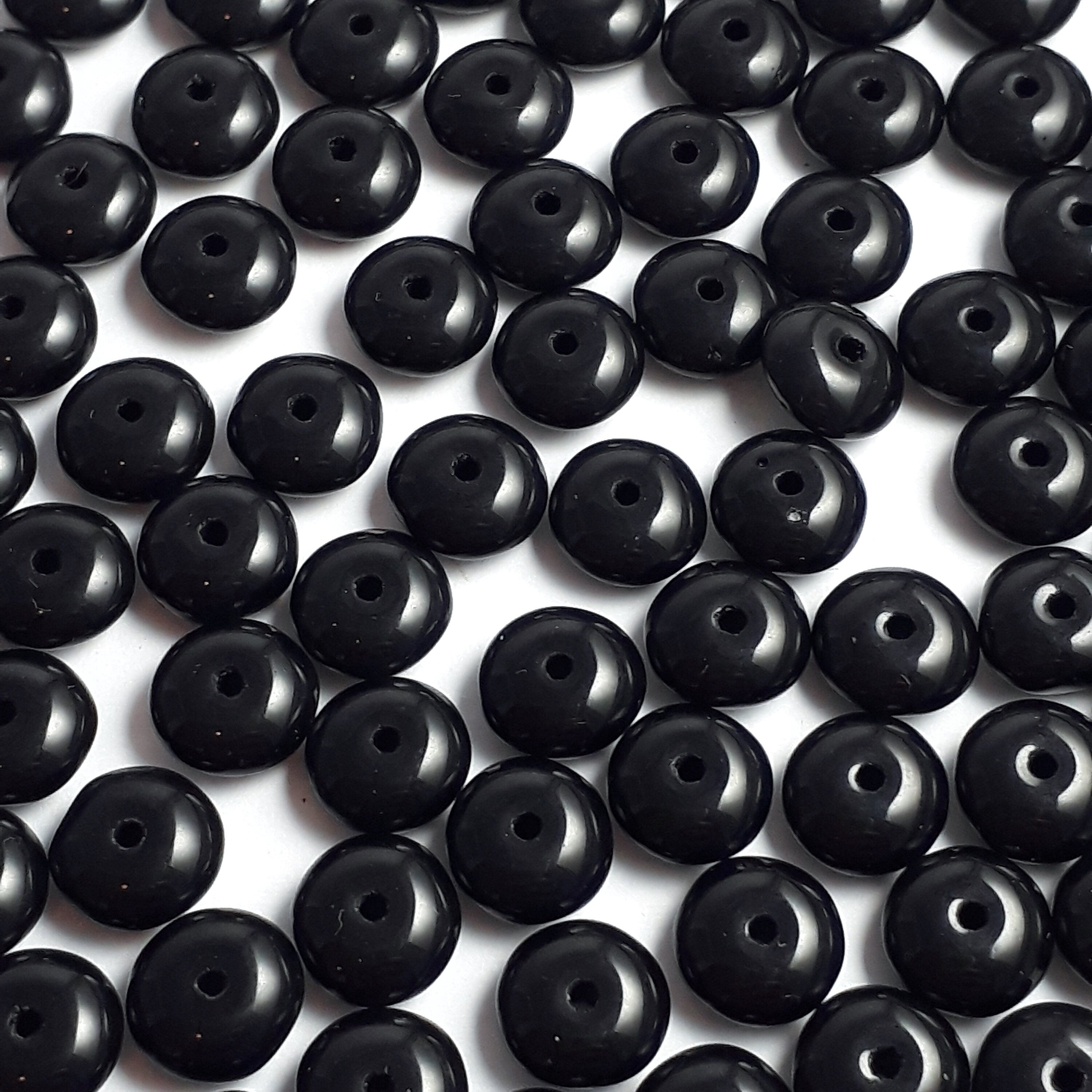 Black Czech Glass Rondelle 6mm - 40pcs